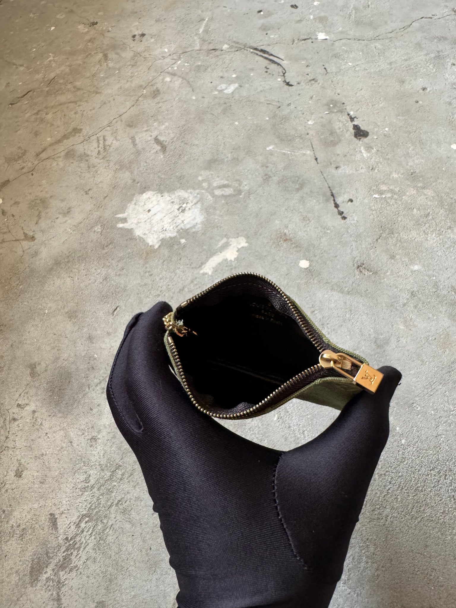 Louis Vuitton Monogram Denim Green Key Pouch