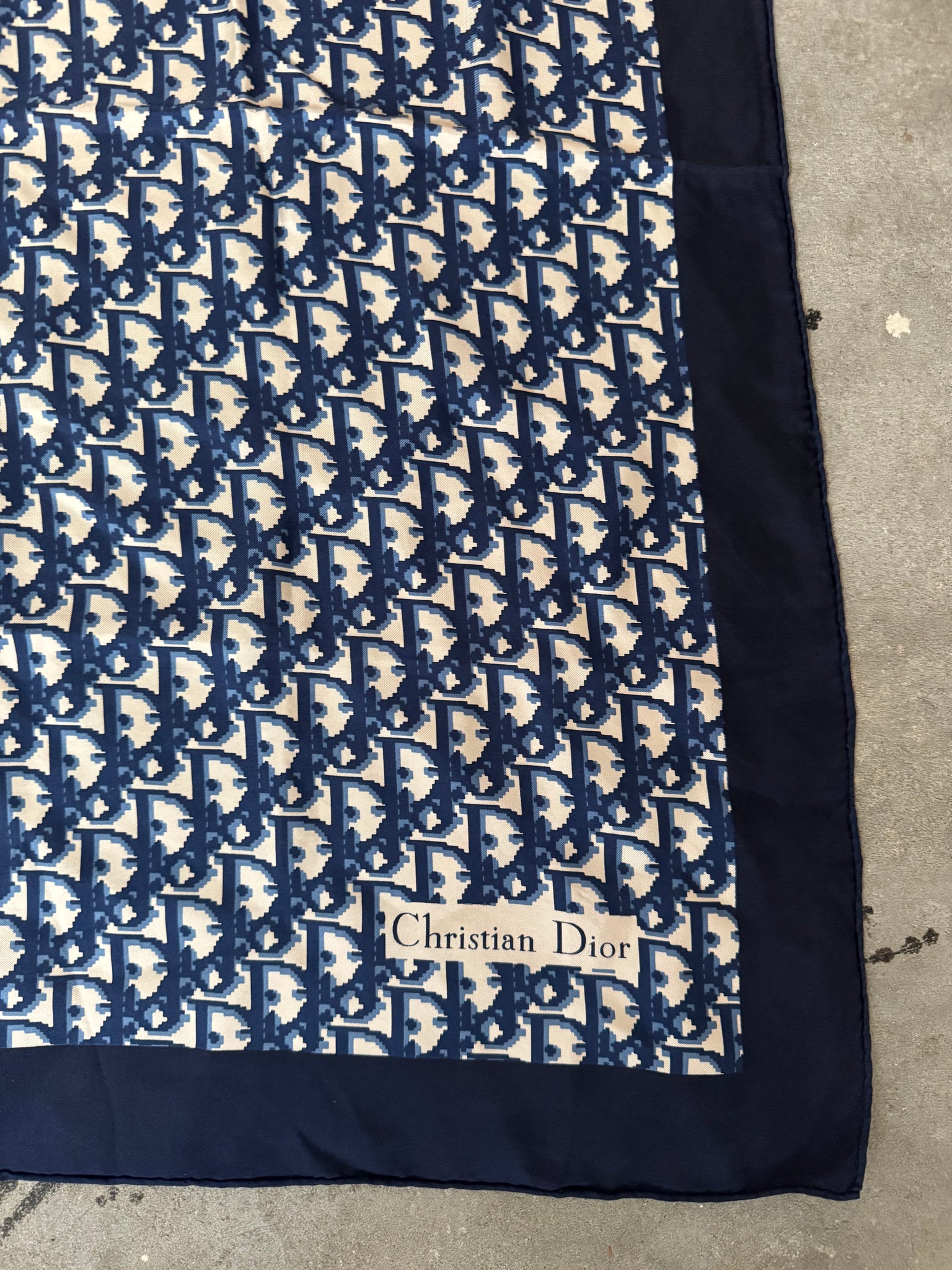 Dior Monogram Silk Scarf Navy Blue
