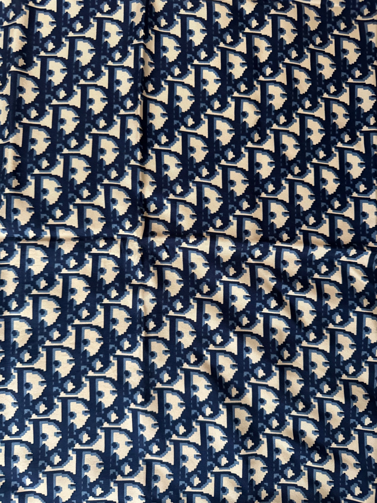 Dior Monogram Silk Scarf Navy Blue