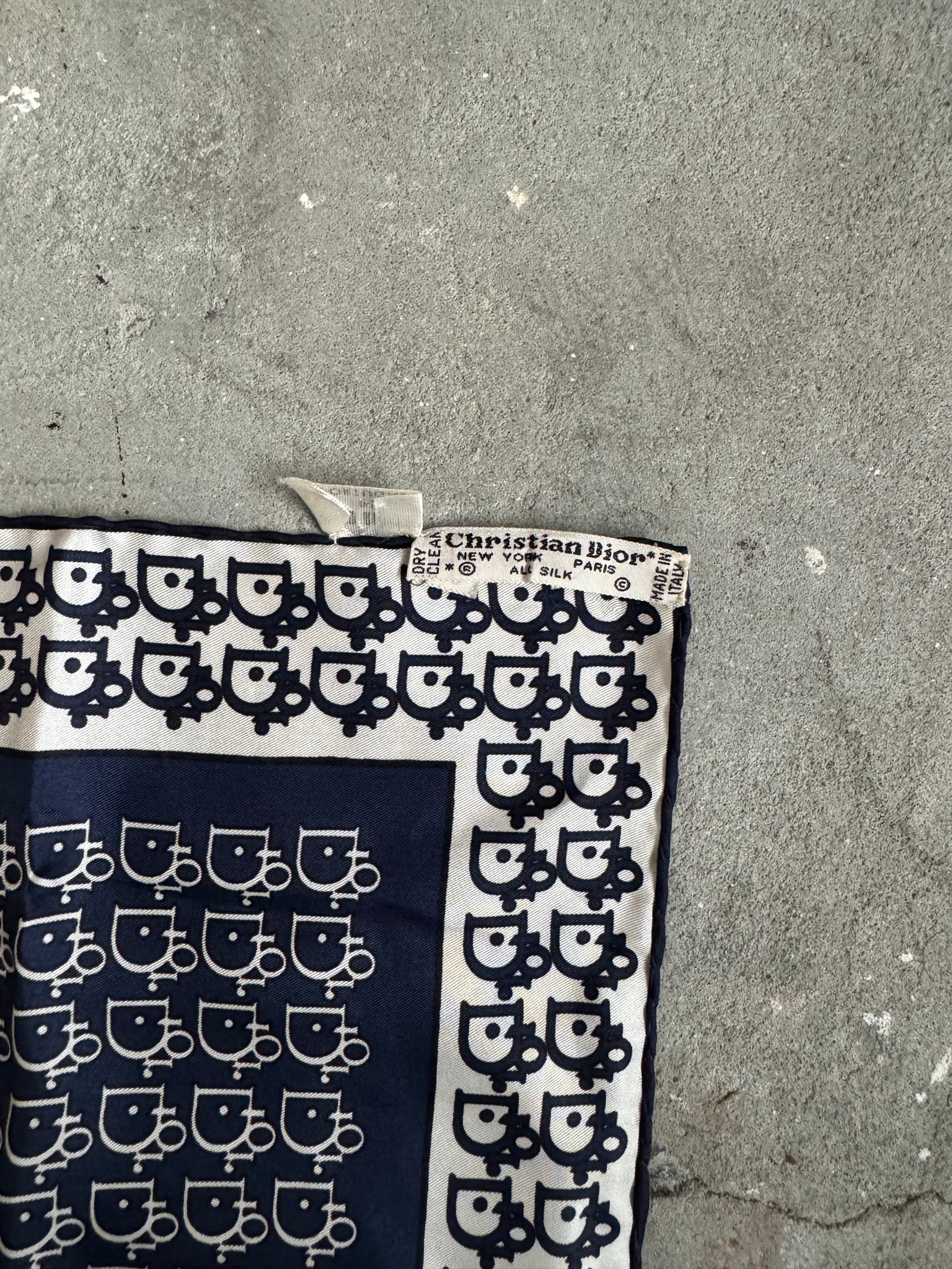 Dior Monogram Silk Scarf NavyBlue/White