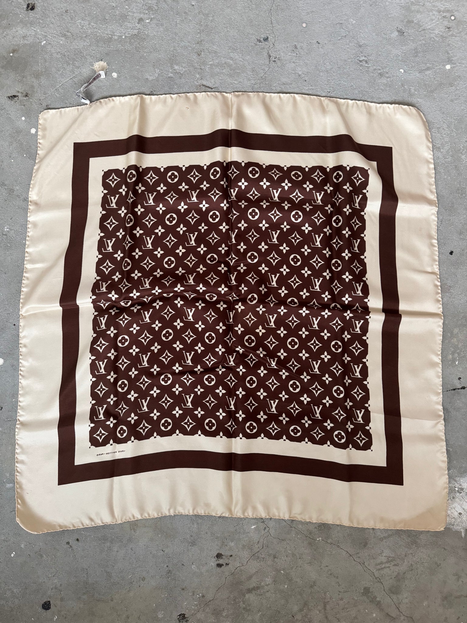 Louis Vuitton Monogram Silk Scarf Cream/Brown