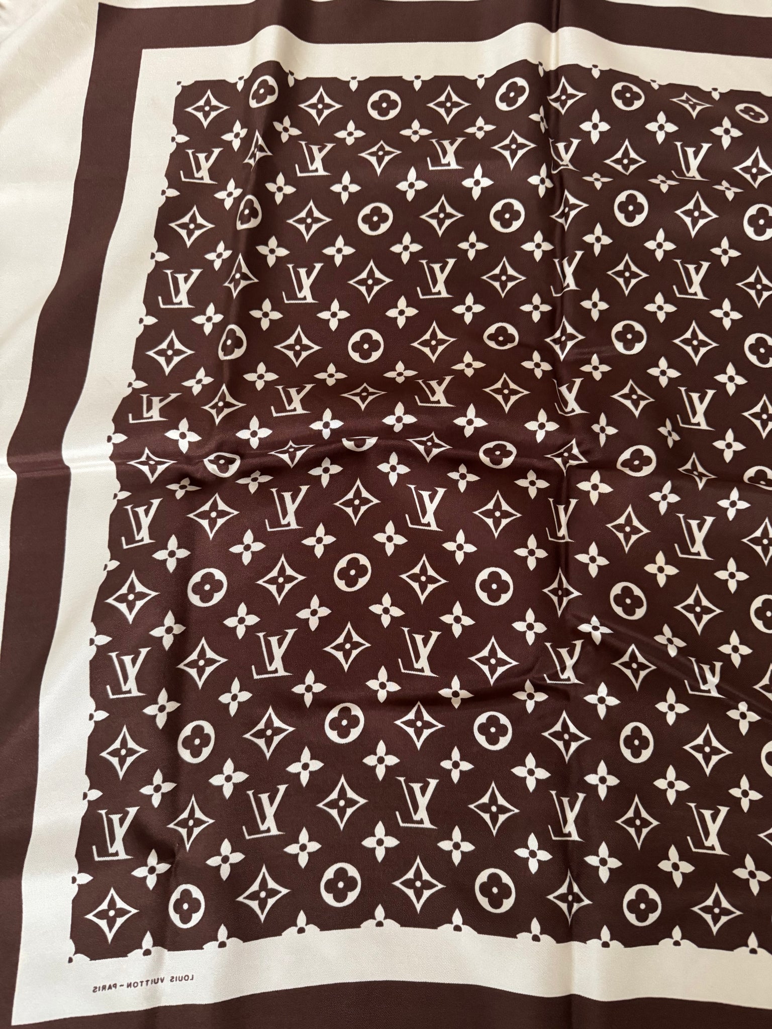 Louis Vuitton Monogram Silk Scarf Cream/Brown