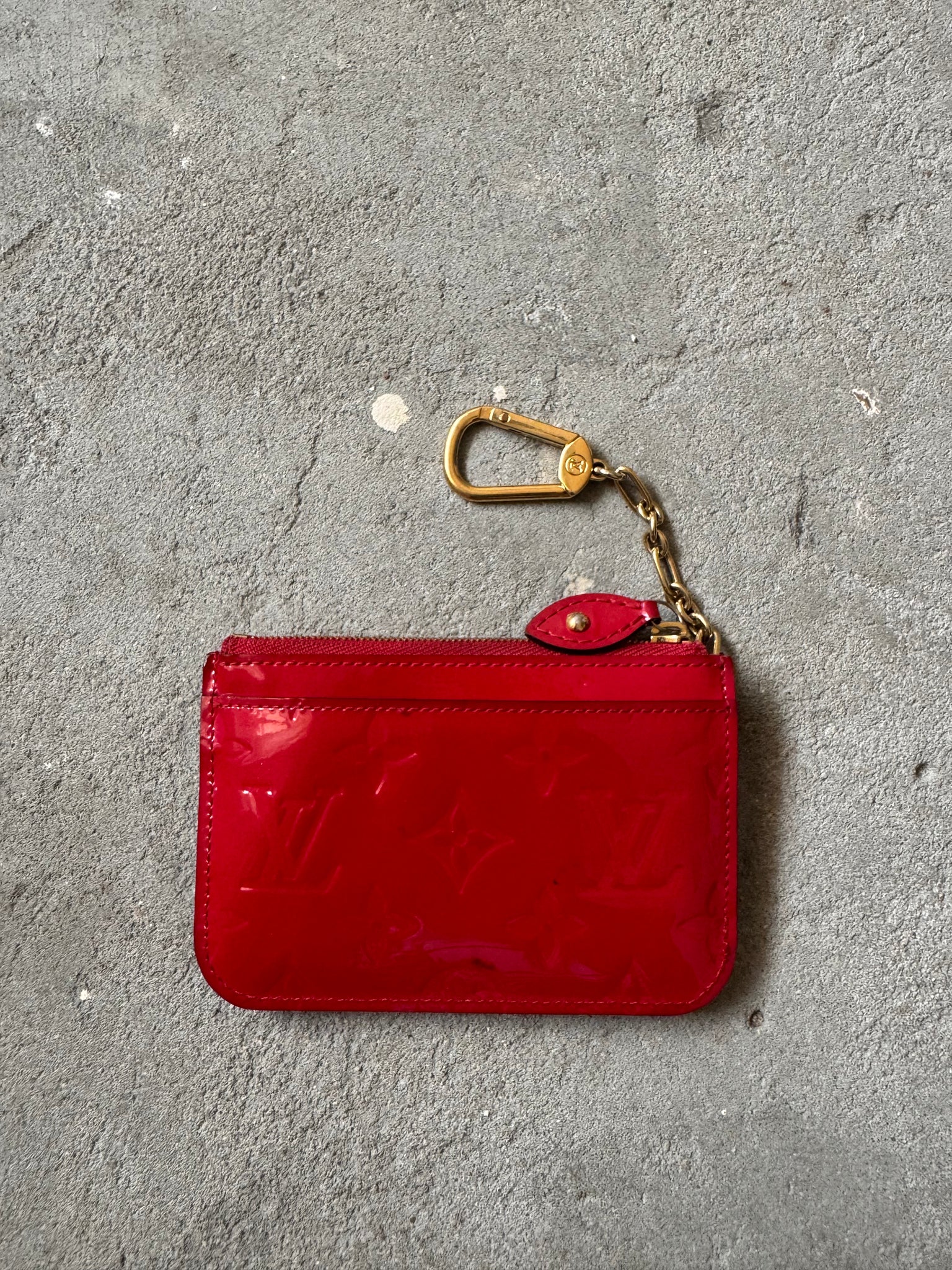 Louis Vuitton Vernis Pochette Coin Case Amethyst Red