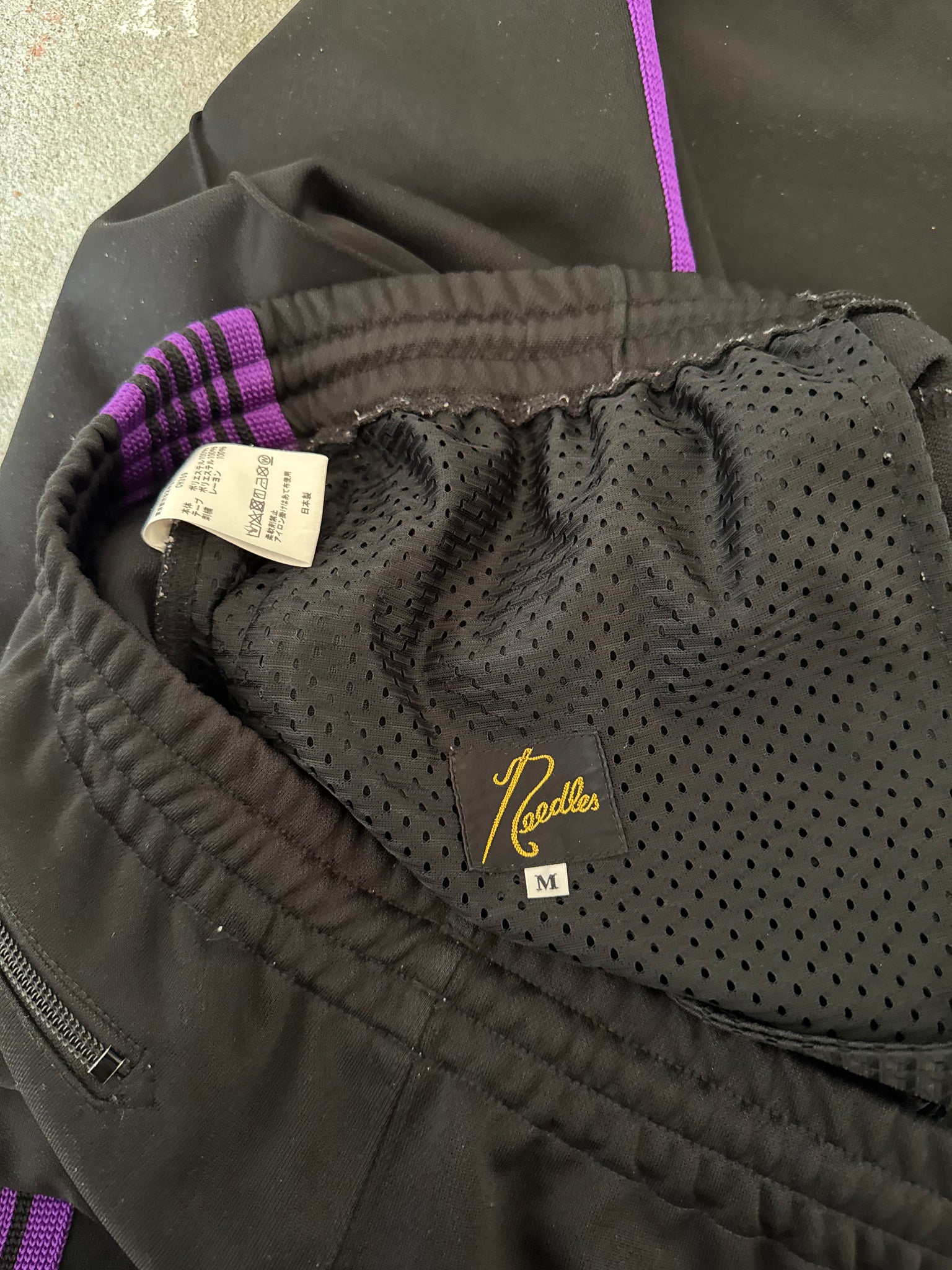 Needles Wide Track Pants Black/Purple (Size M)