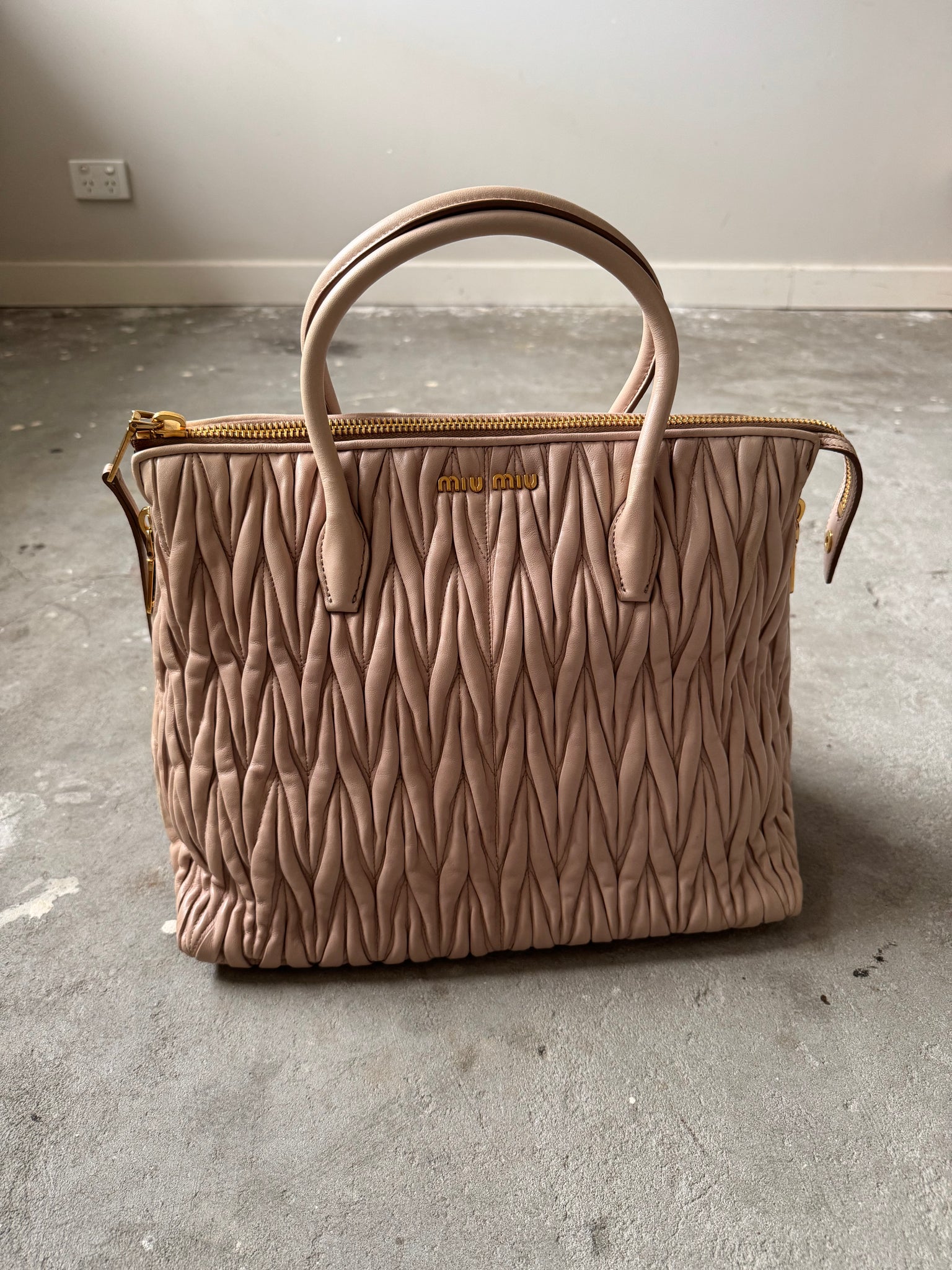 Miu Miu 2Way Matelasse Tote Bag Neutral