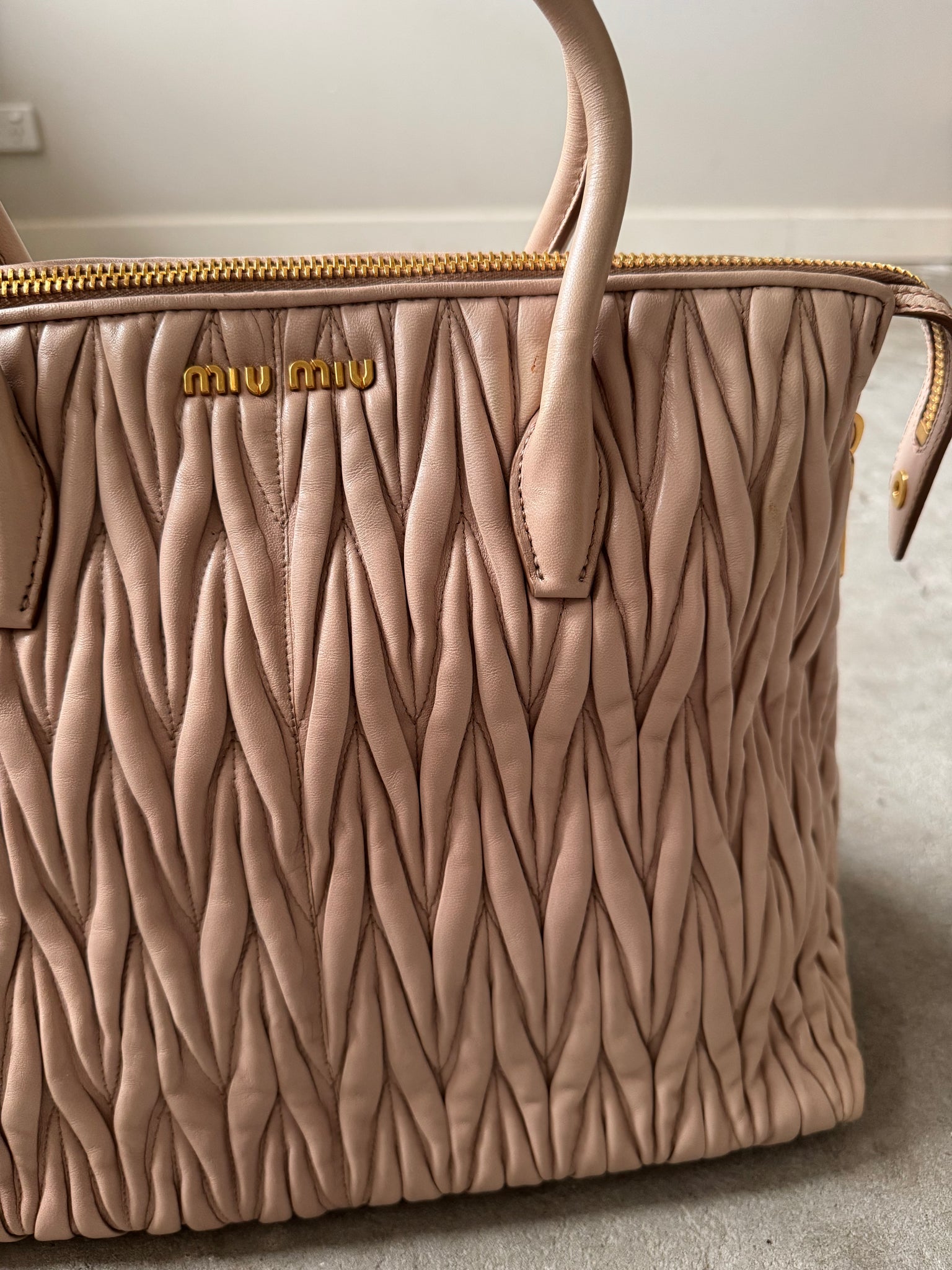 Miu Miu 2Way Matelasse Tote Bag Neutral
