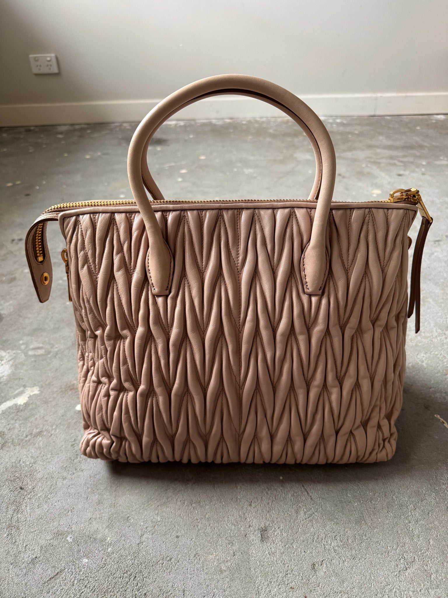 Miu Miu 2Way Matelasse Tote Bag Neutral