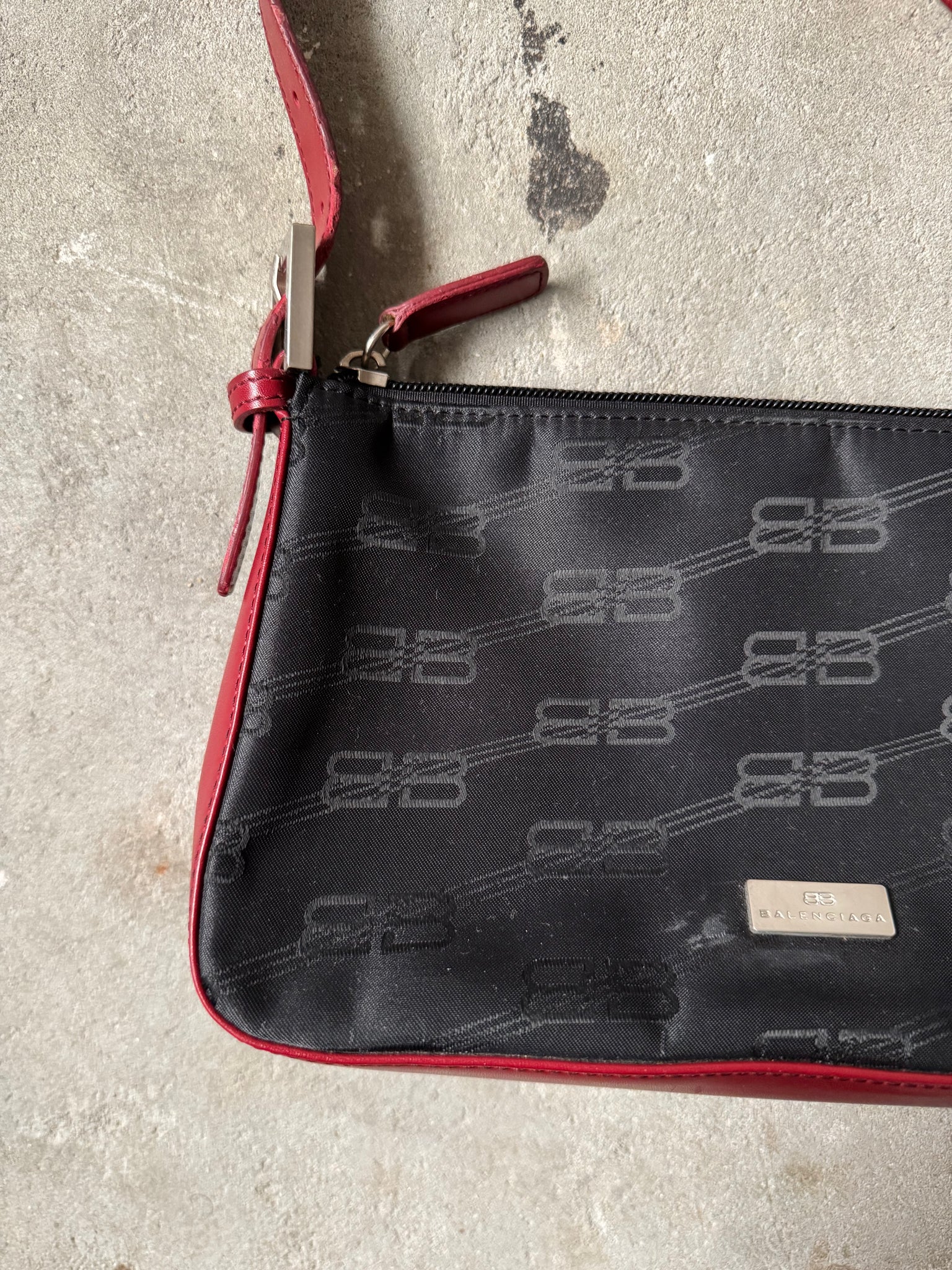 Balenciaga BB Monogram Shoulder Bag Black/Red