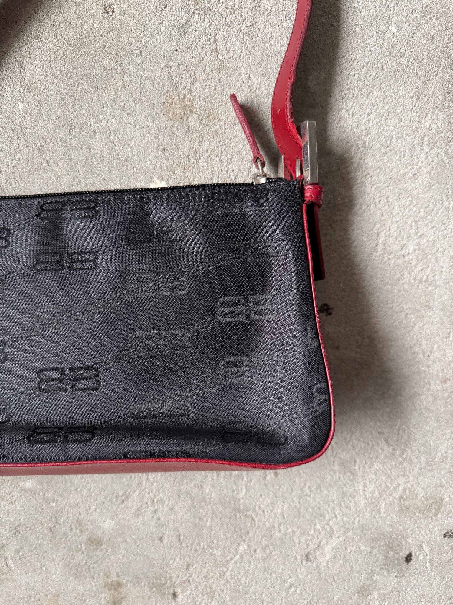 Balenciaga BB Monogram Shoulder Bag Black/Red