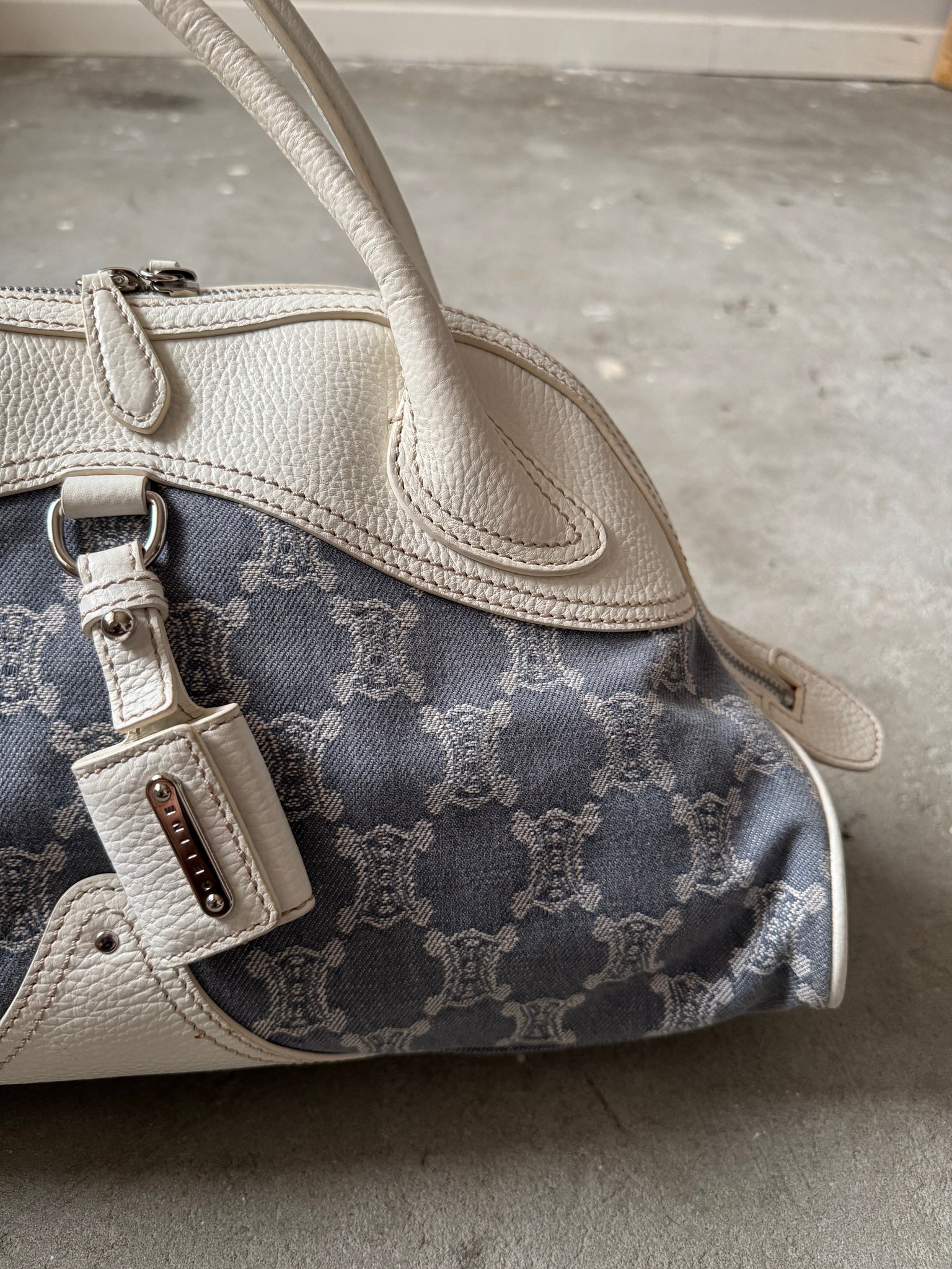 Celine Macadam Denim ShoulderBag Blue/White