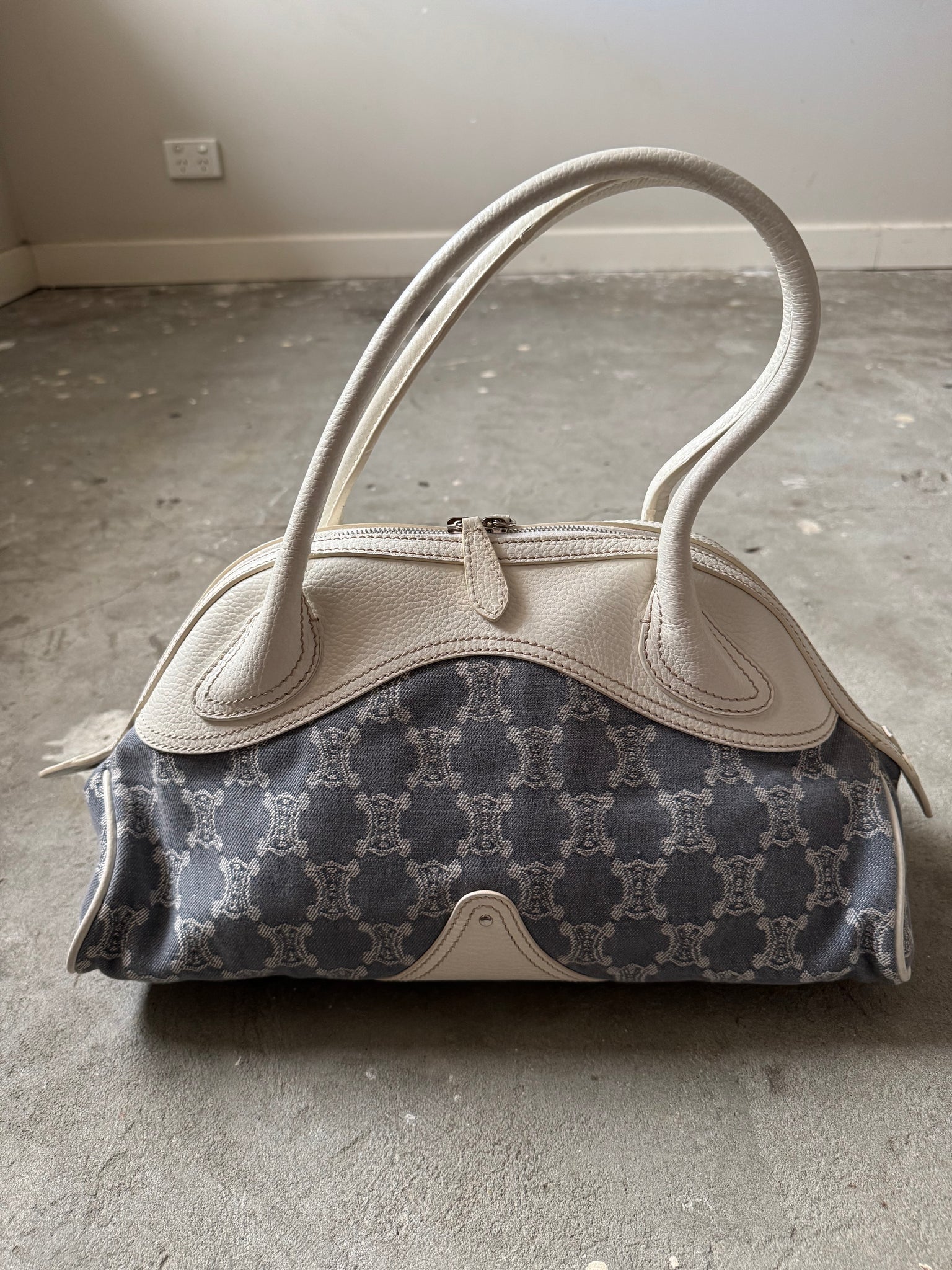 Celine Macadam Denim ShoulderBag Blue/White
