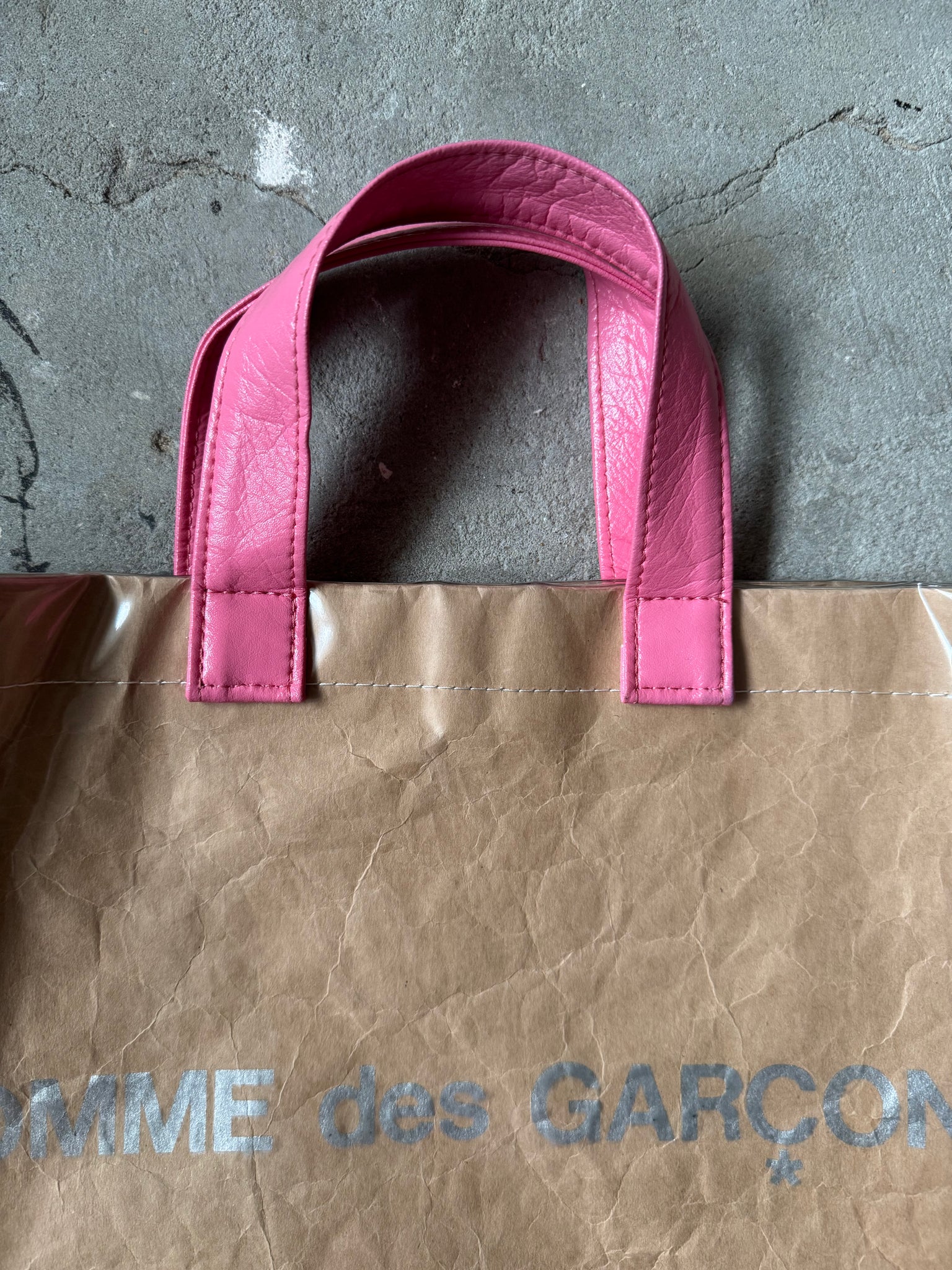 Comme Des Garcons PVC Paper Tote Bag Beige/Pink