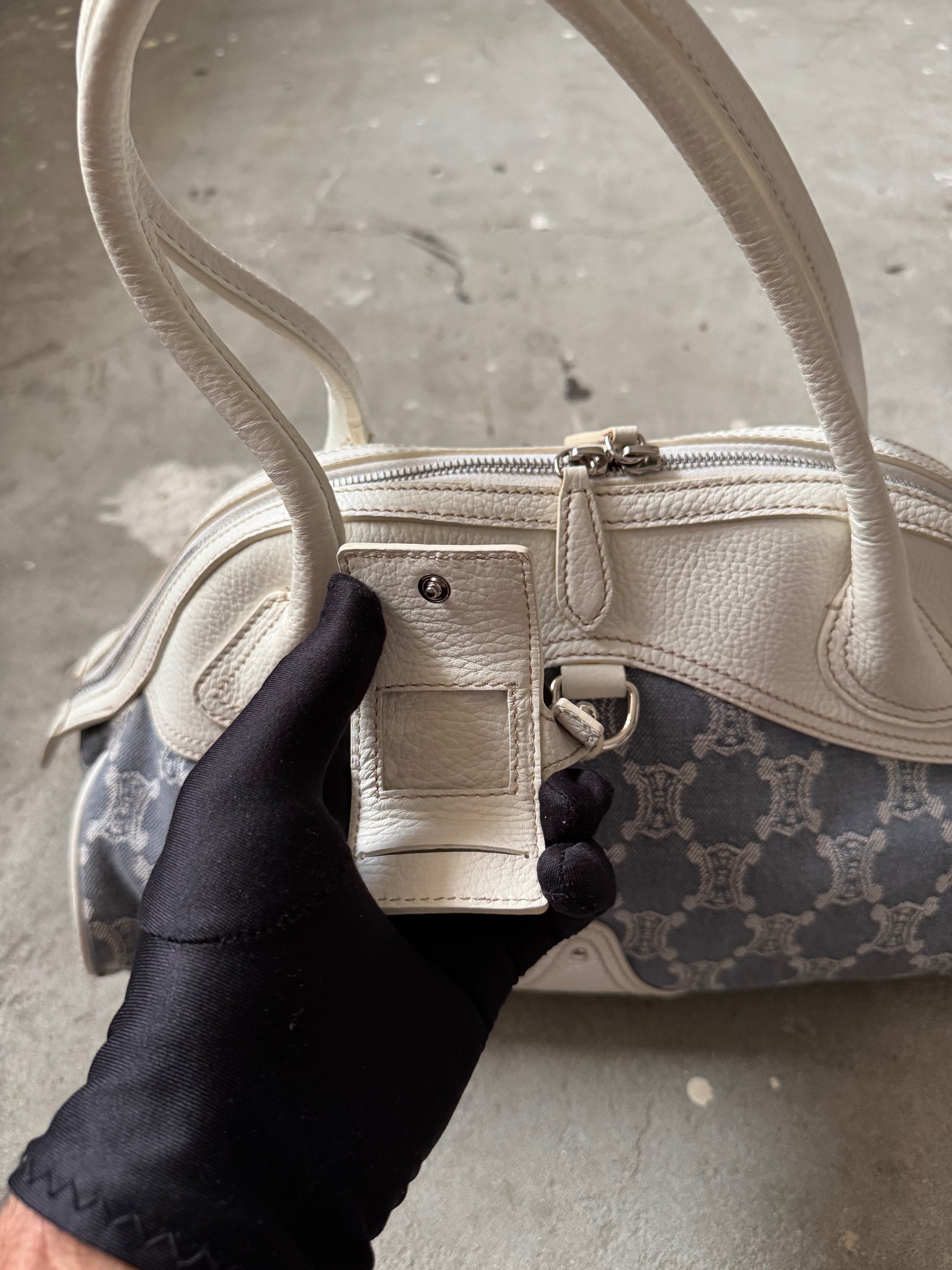 Celine Macadam Denim ShoulderBag Blue/White