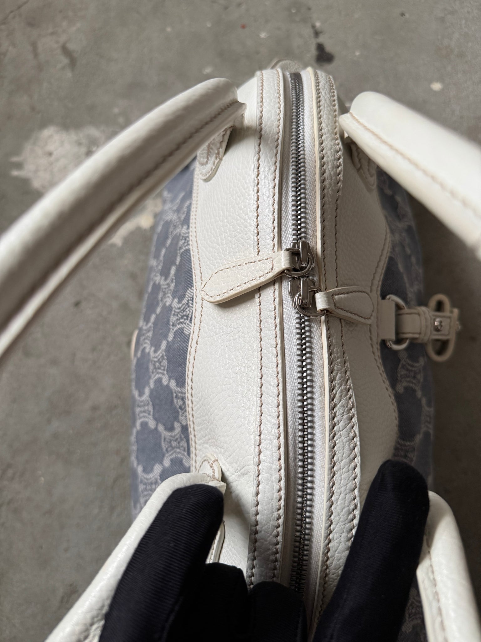 Celine Macadam Denim ShoulderBag Blue/White