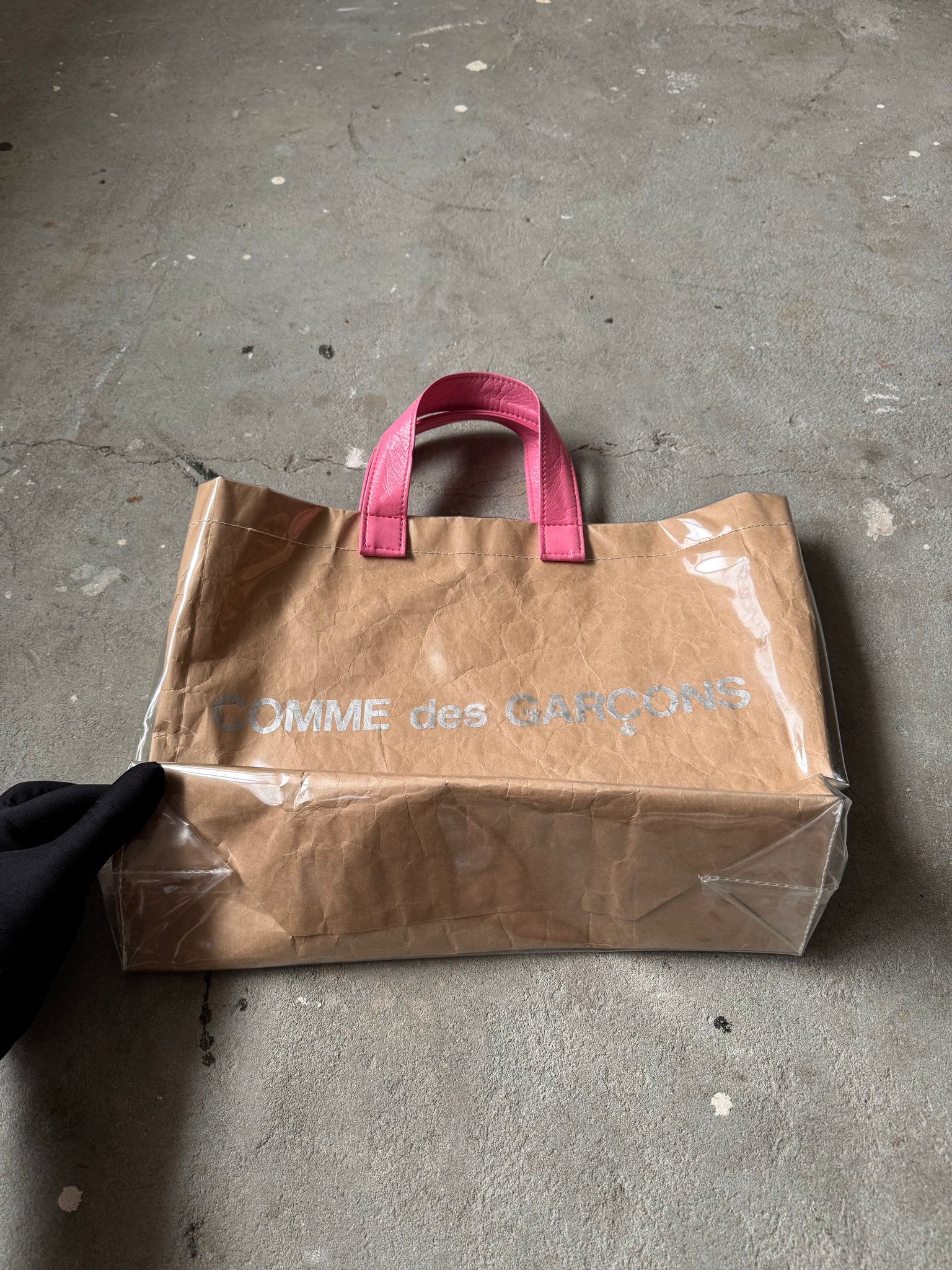 Comme Des Garcons PVC Paper Tote Bag Beige/Pink
