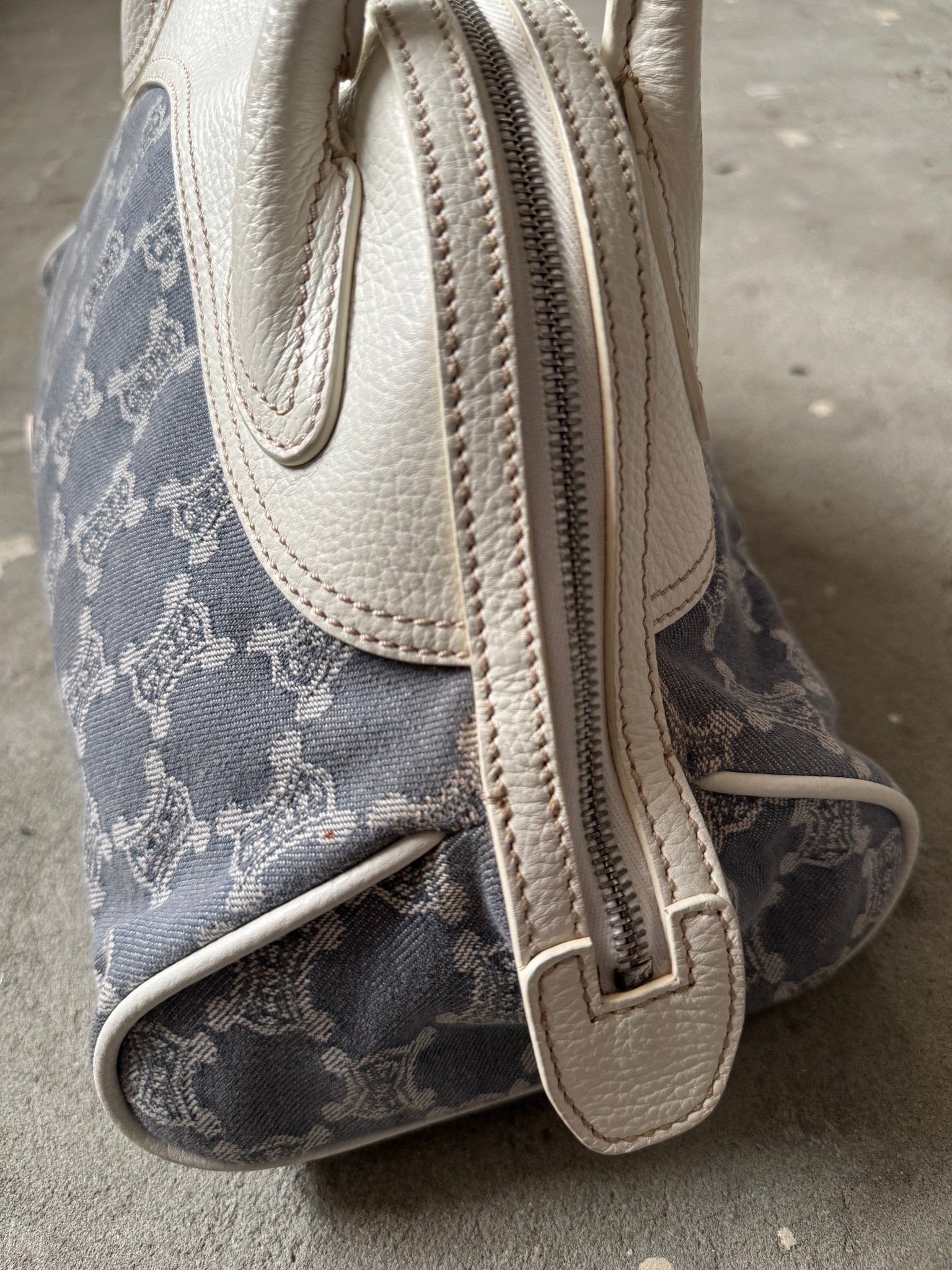 Celine Macadam Denim ShoulderBag Blue/White
