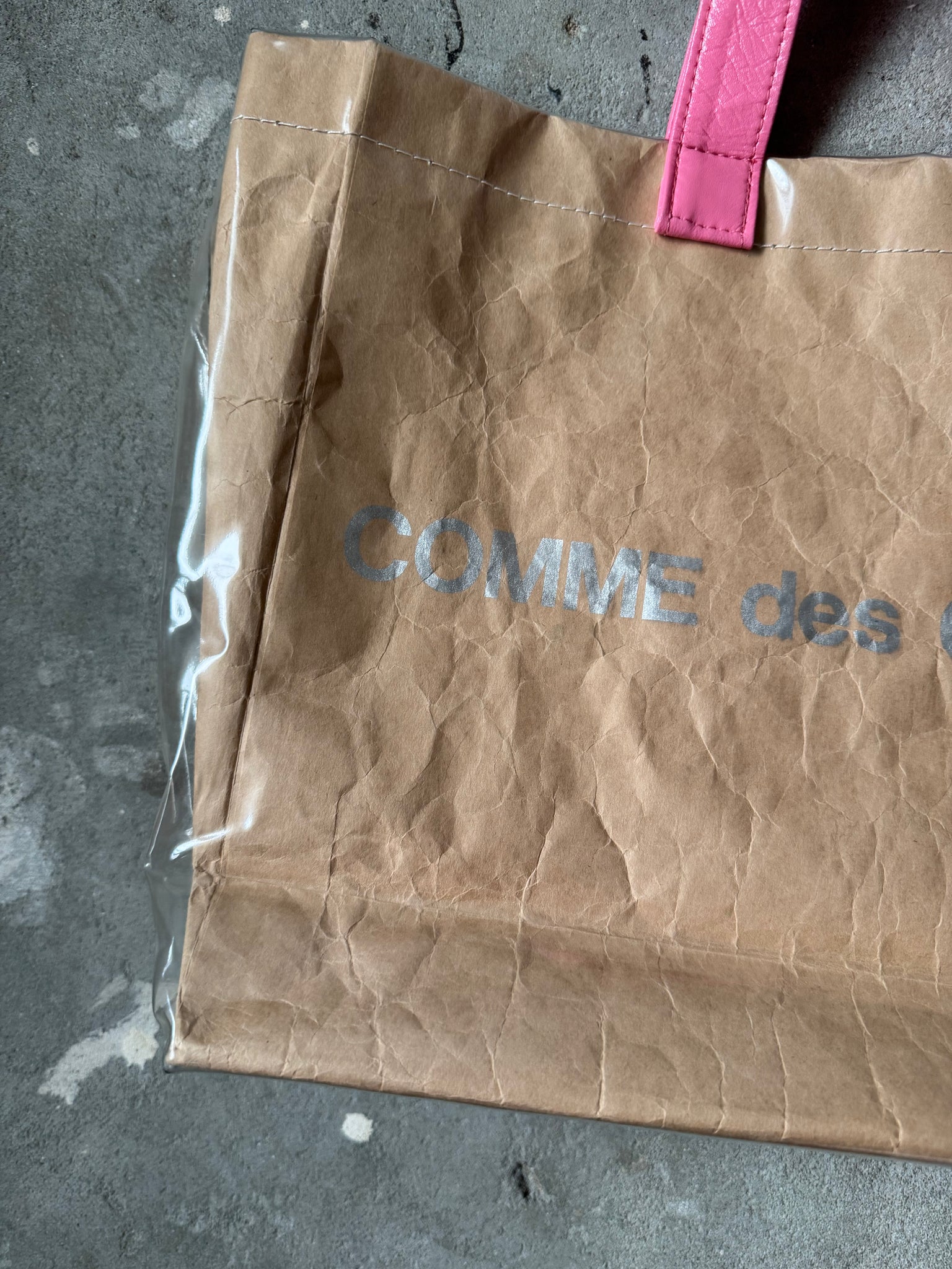 Comme Des Garcons PVC Paper Tote Bag Beige/Pink