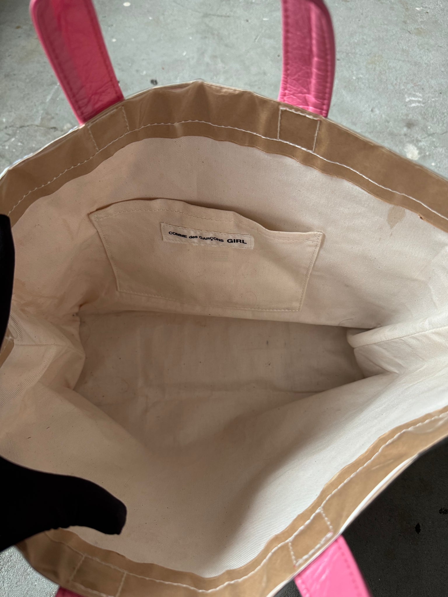Comme Des Garcons PVC Paper Tote Bag Beige/Pink