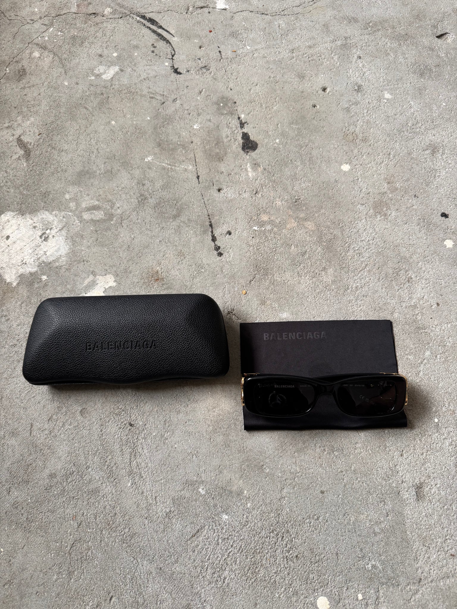 Balenciaga Dynasty Rectangle Sunglasses Black