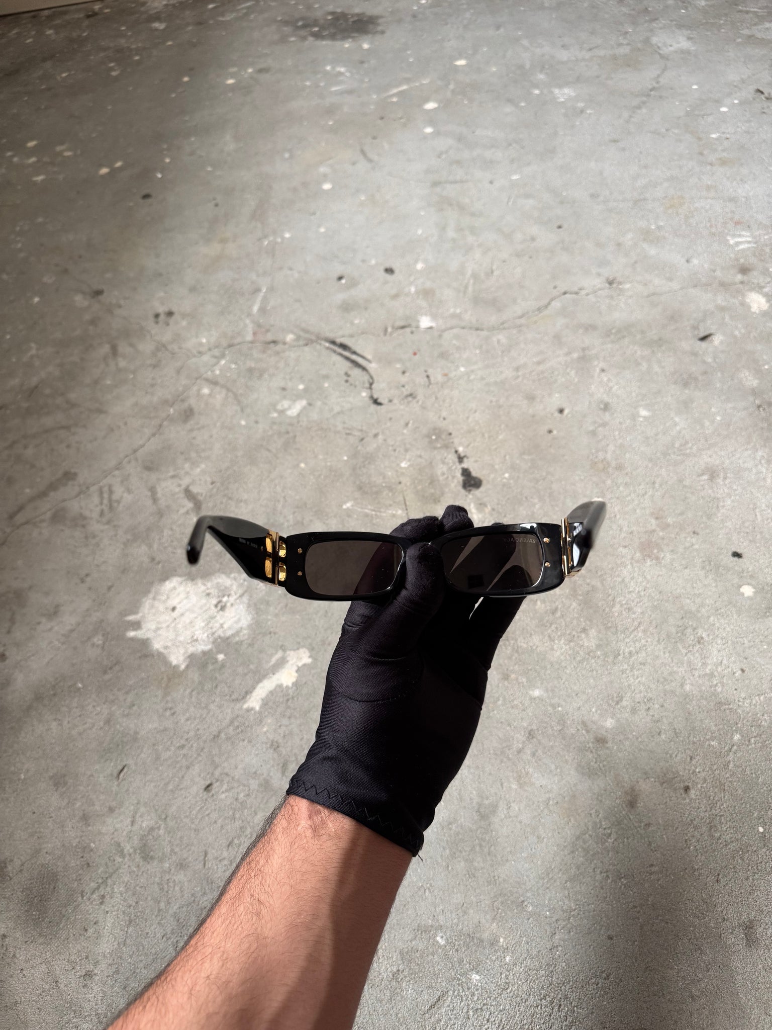 Balenciaga Dynasty Rectangle Sunglasses Black