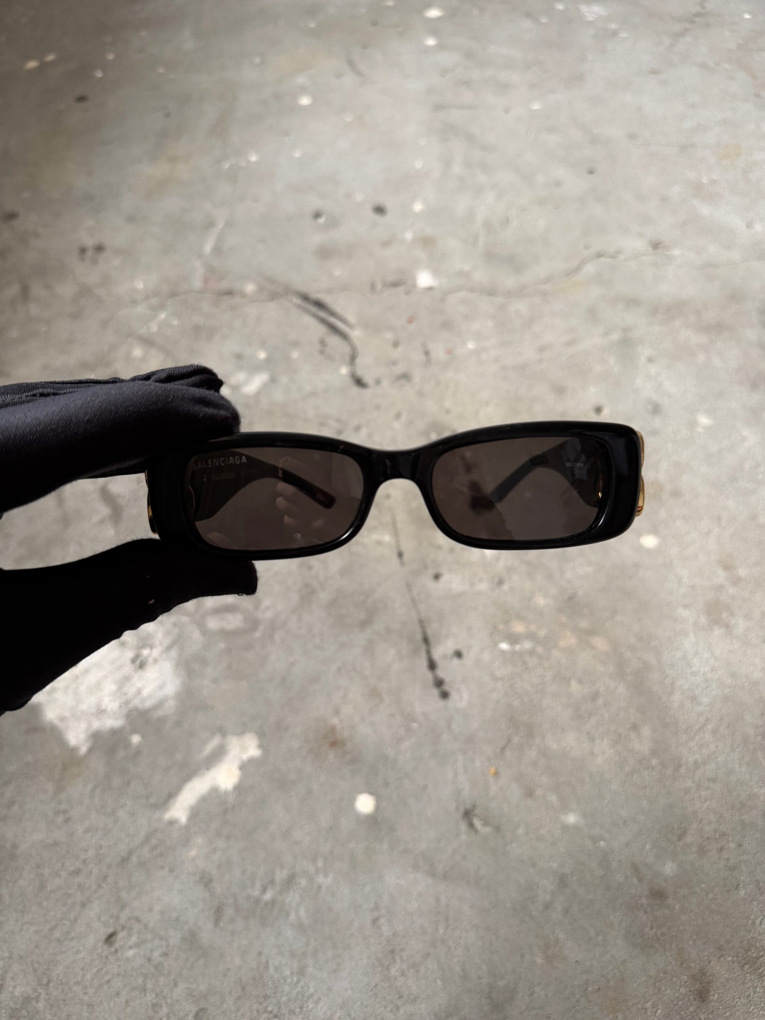 Balenciaga Dynasty Rectangle Sunglasses Black