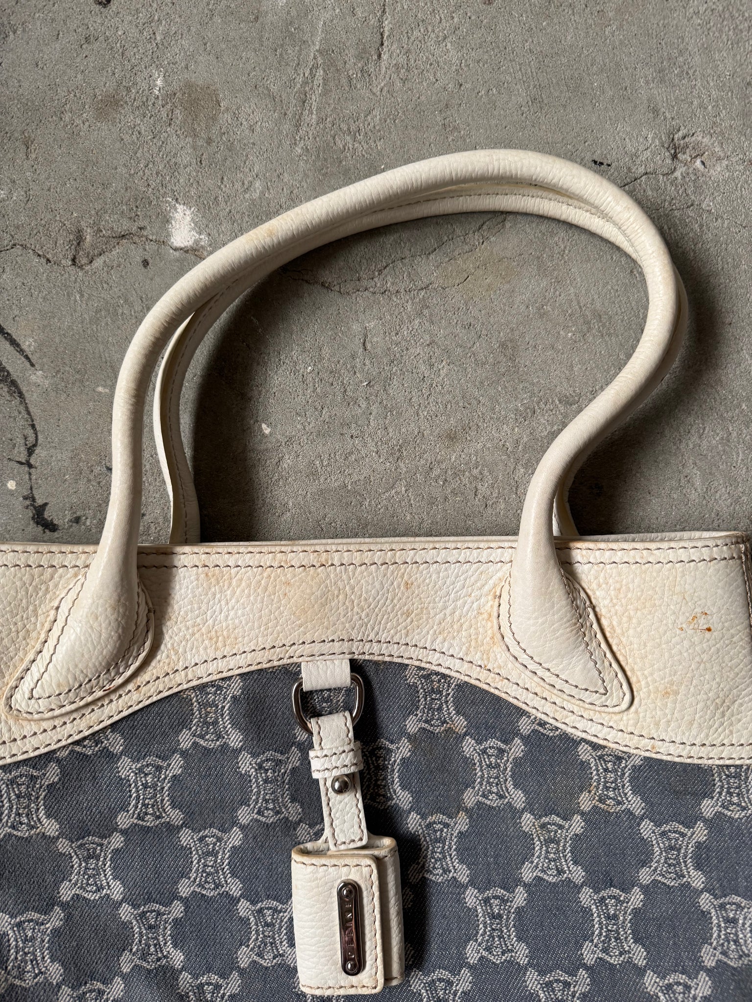 Celine Triomphe Macadam Denim Tote Bag Blue/White