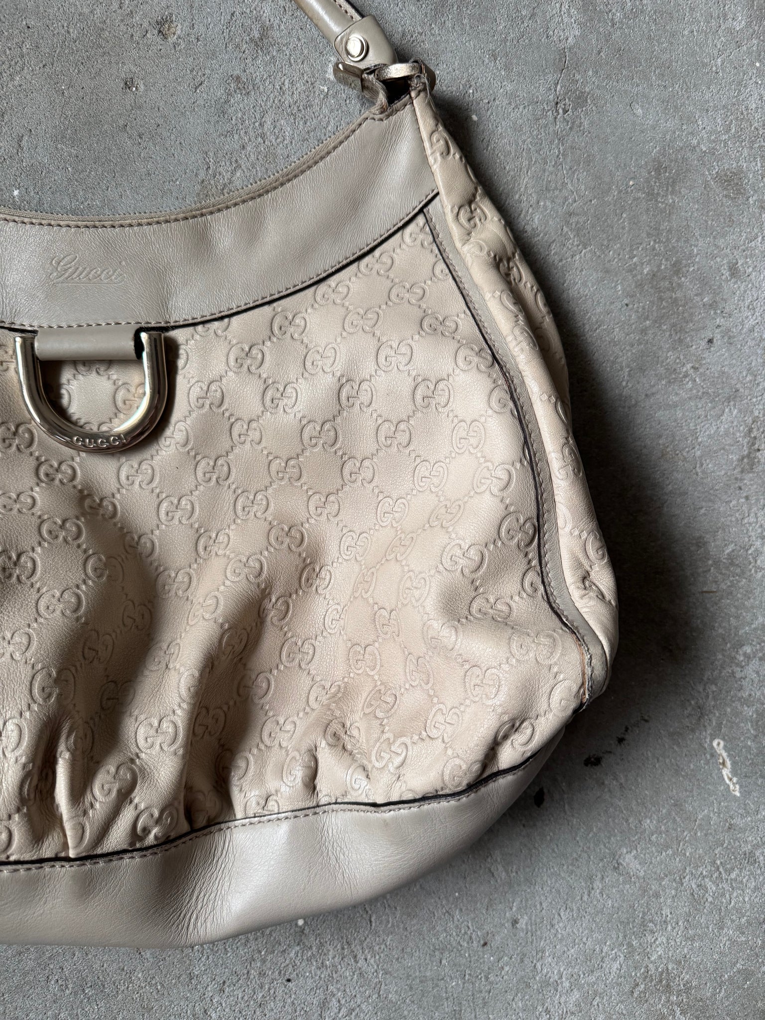 Gucci GG Monogram Abbey Guccissima Shoulder Bag Cream
