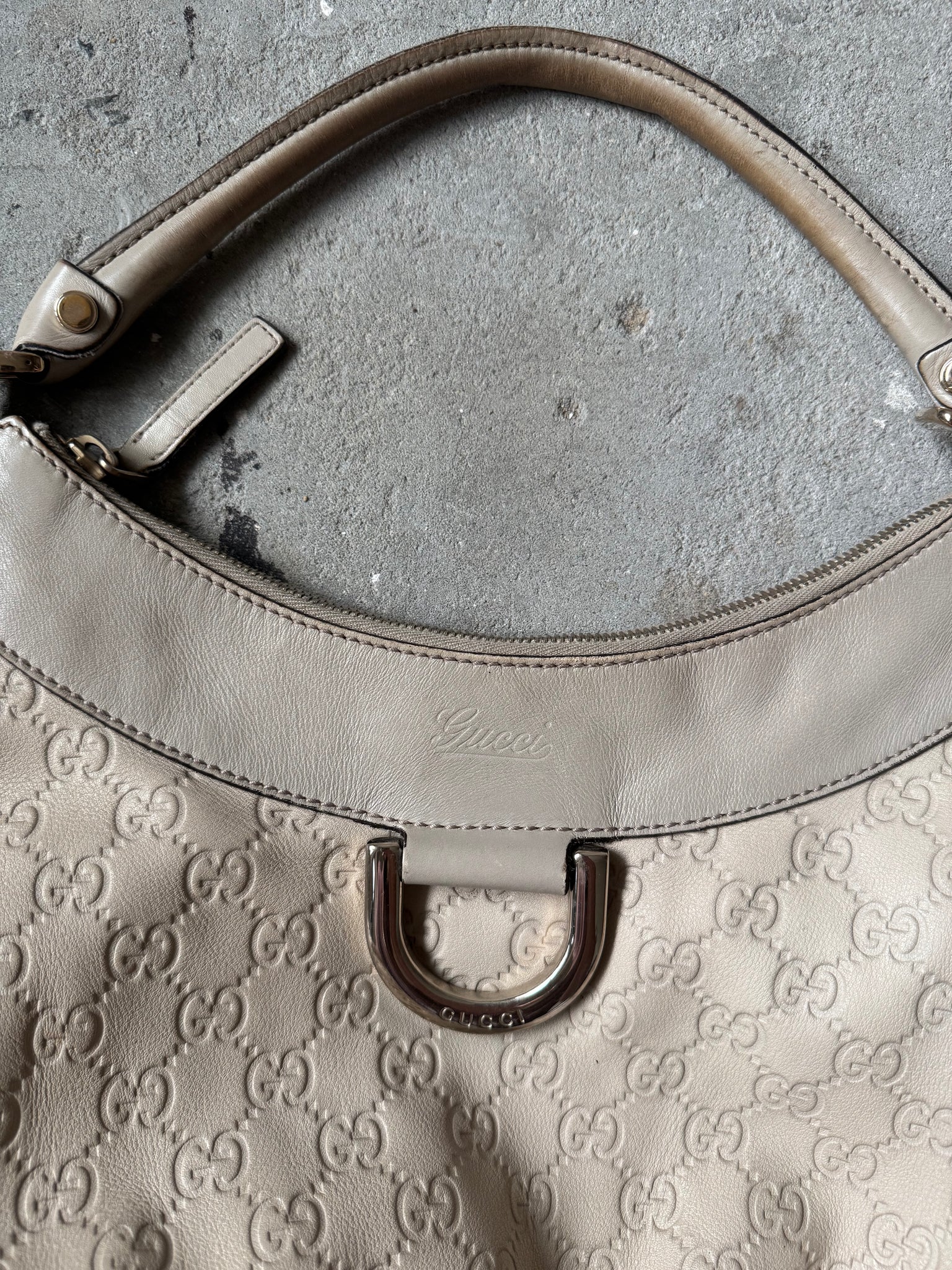 Gucci GG Monogram Abbey Guccissima Shoulder Bag Cream