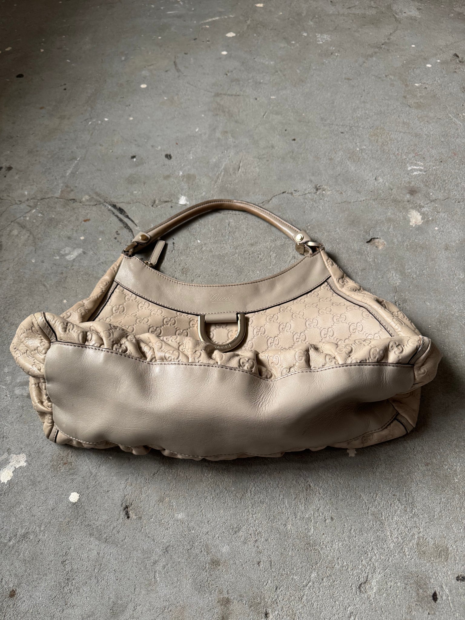 Gucci GG Monogram Abbey Guccissima Shoulder Bag Cream