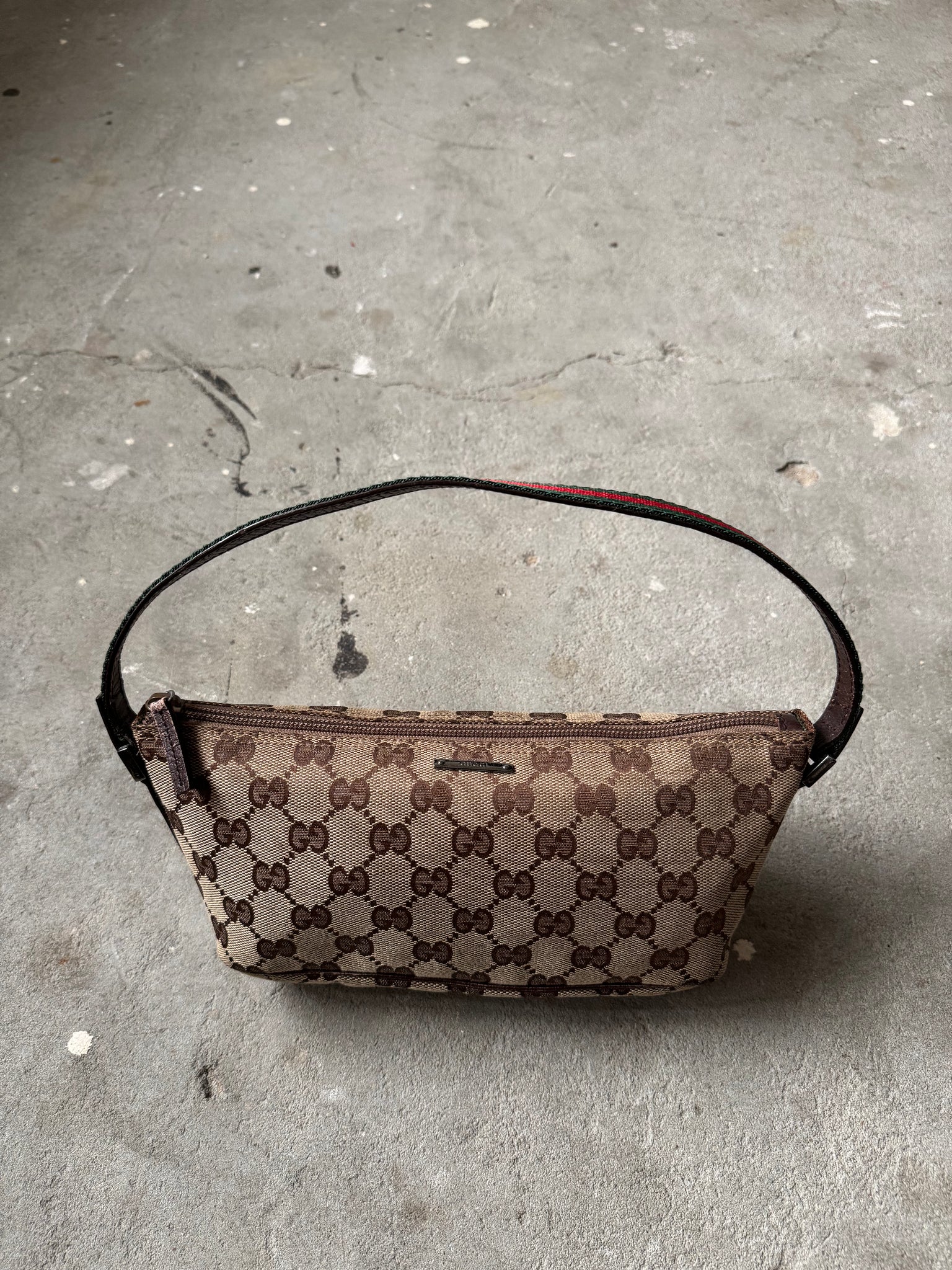Gucci GG Monogram Pochette Boat Shoulder Bag Beige