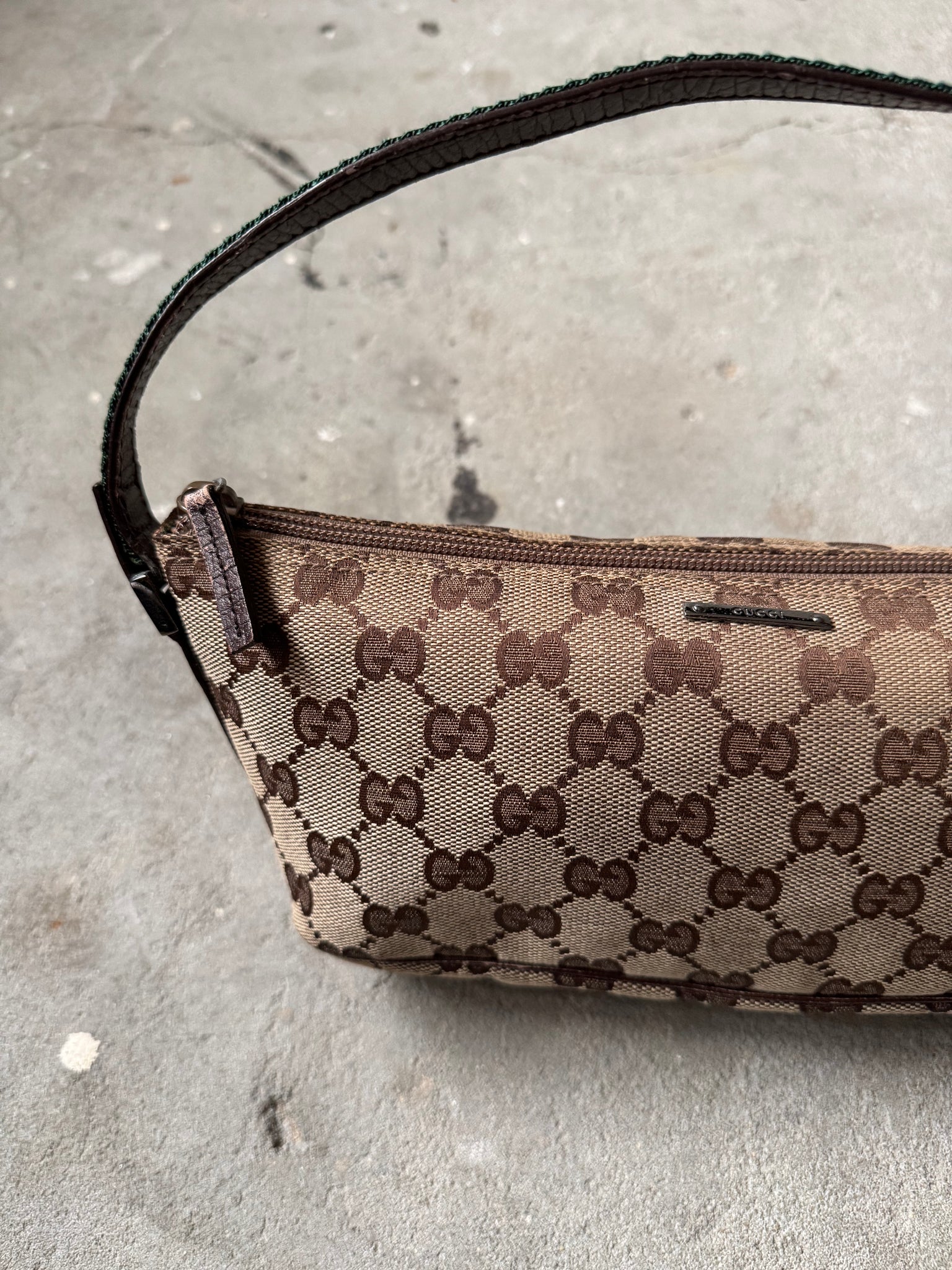 Gucci GG Monogram Pochette Boat Shoulder Bag Beige