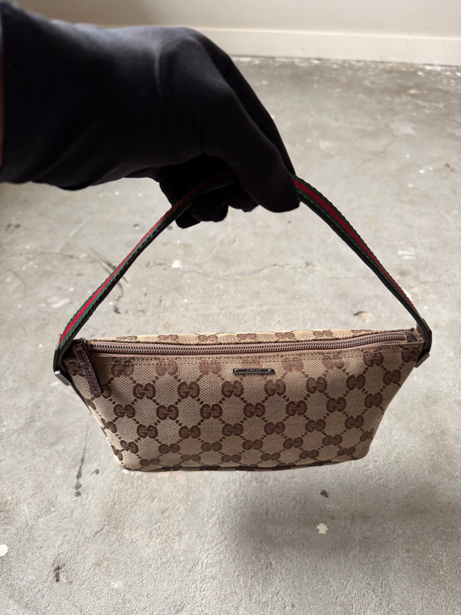 Gucci GG Monogram Pochette Boat Shoulder Bag Beige