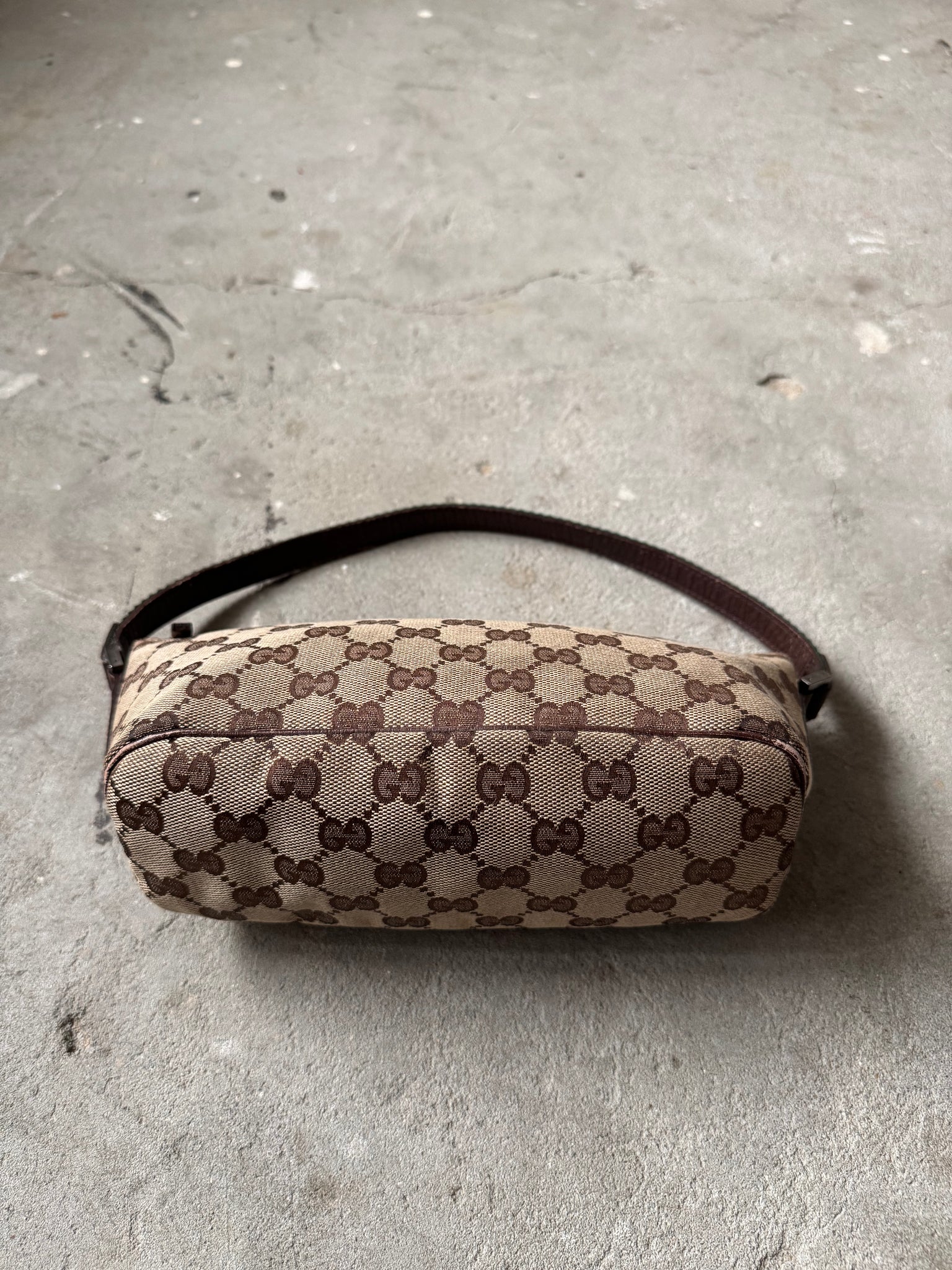 Gucci GG Monogram Pochette Boat Shoulder Bag Beige