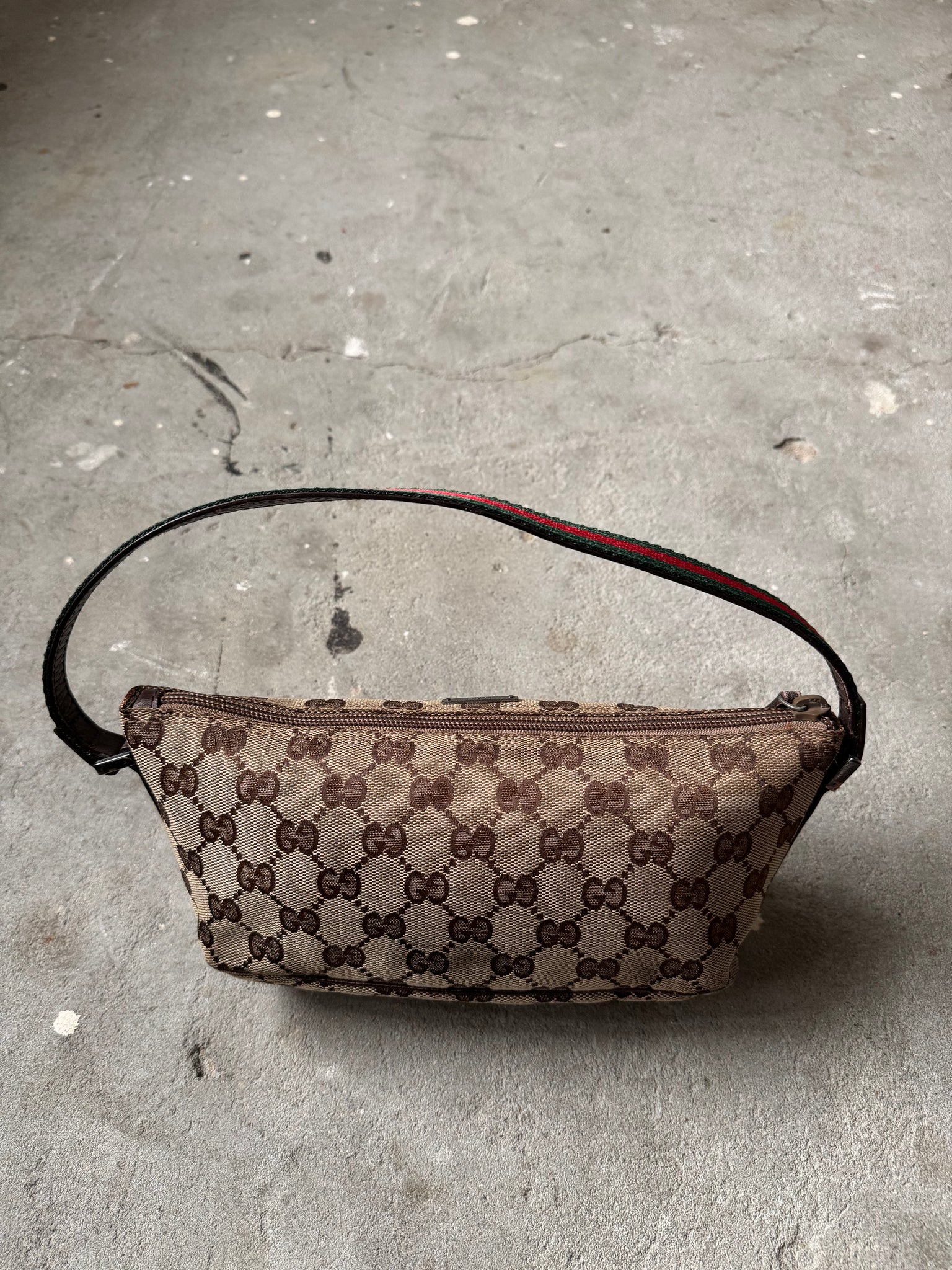 Gucci GG Monogram Pochette Boat Shoulder Bag Beige