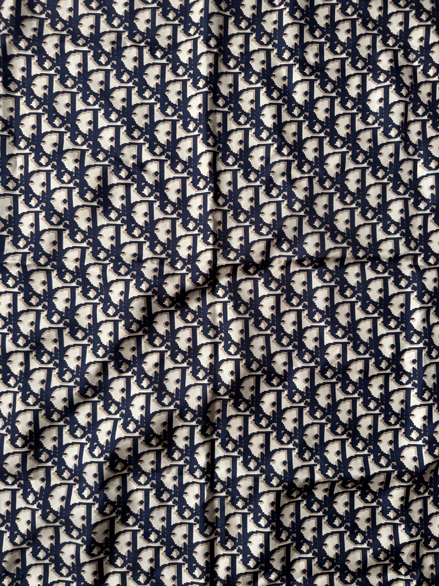 Dior Monogram Silk Scarf Navy/Beige