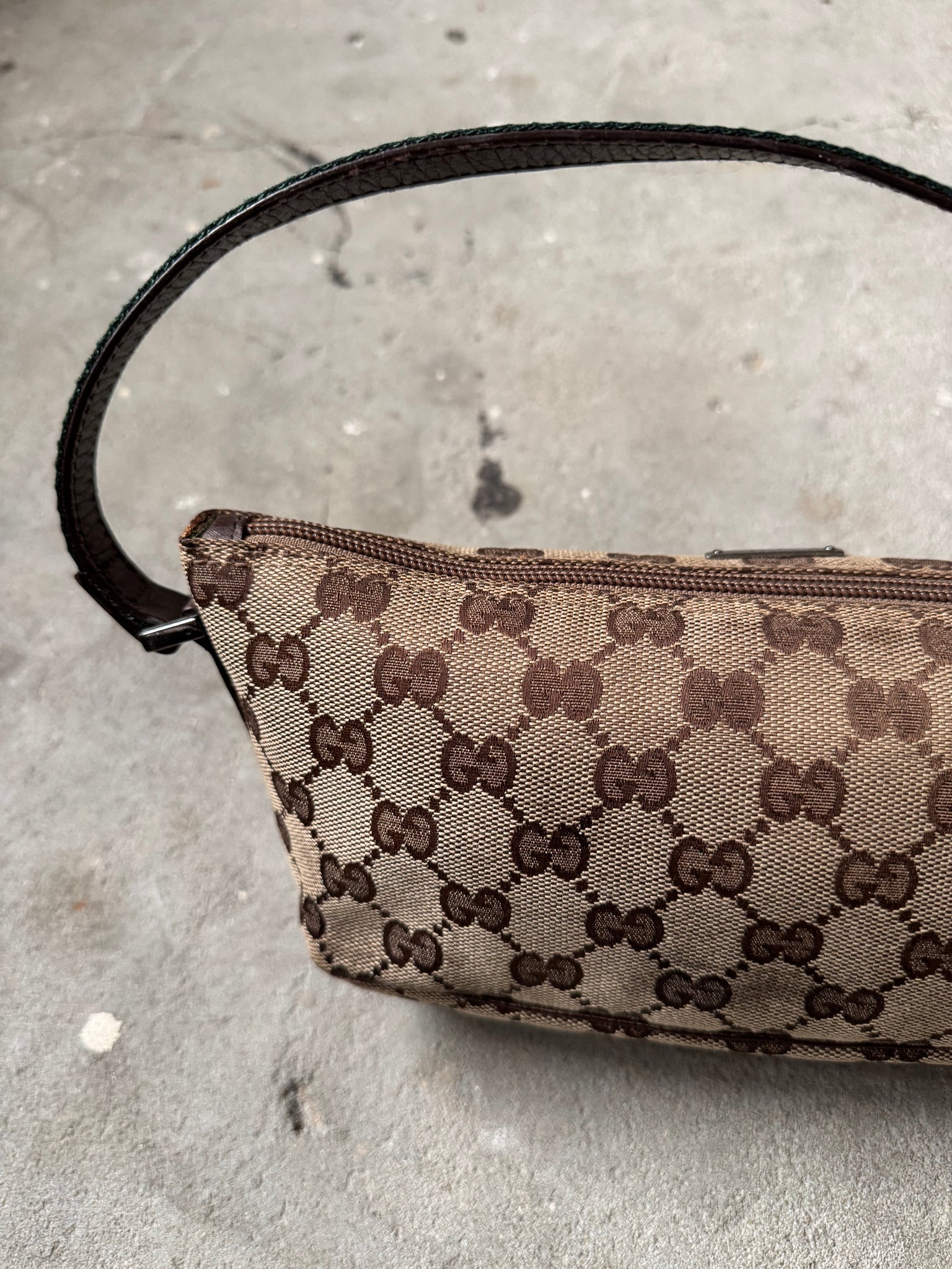 Gucci GG Monogram Pochette Boat Shoulder Bag Beige