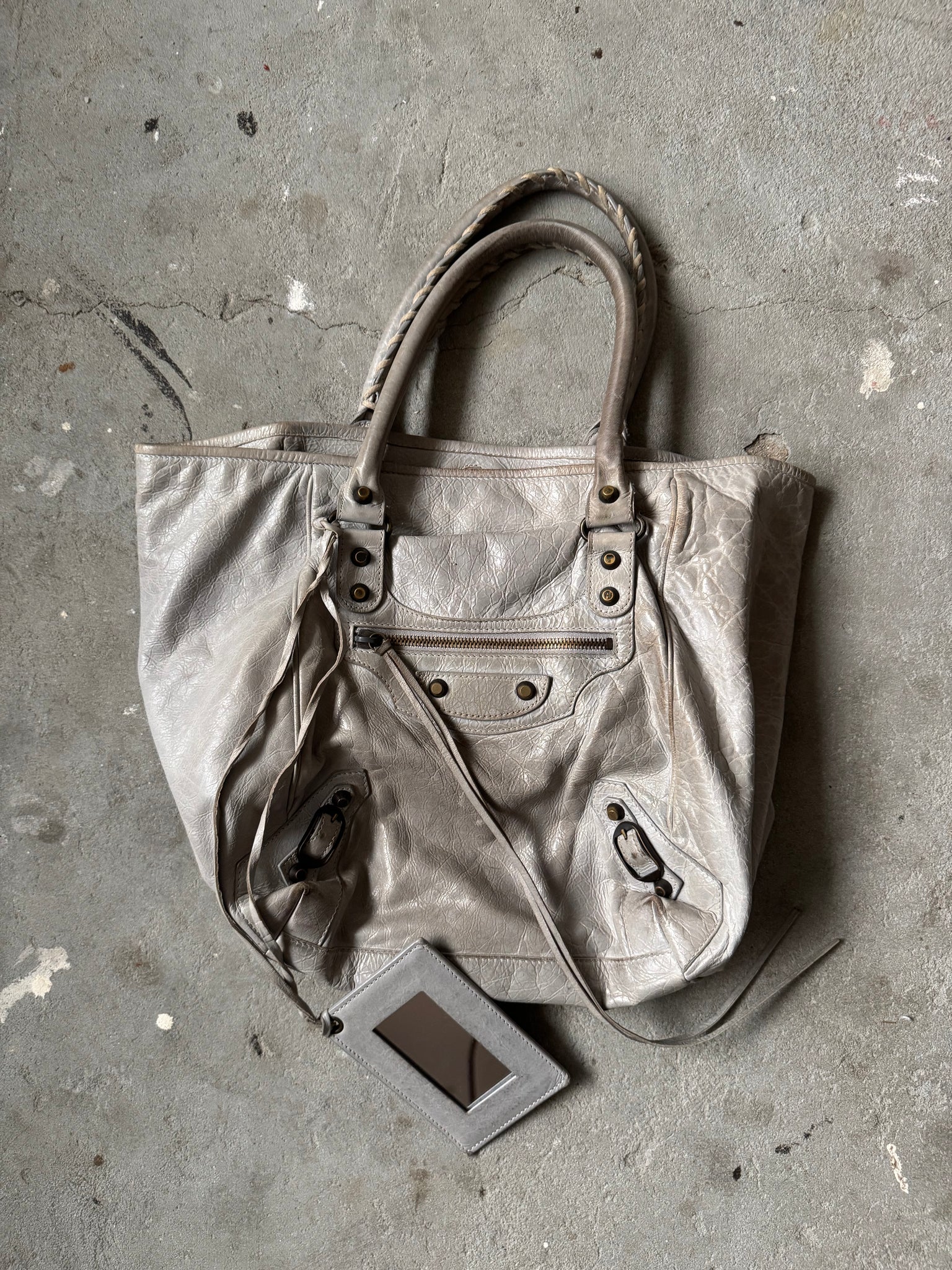 Balenciaga Motorcross City Sunday Hand Bag Grey