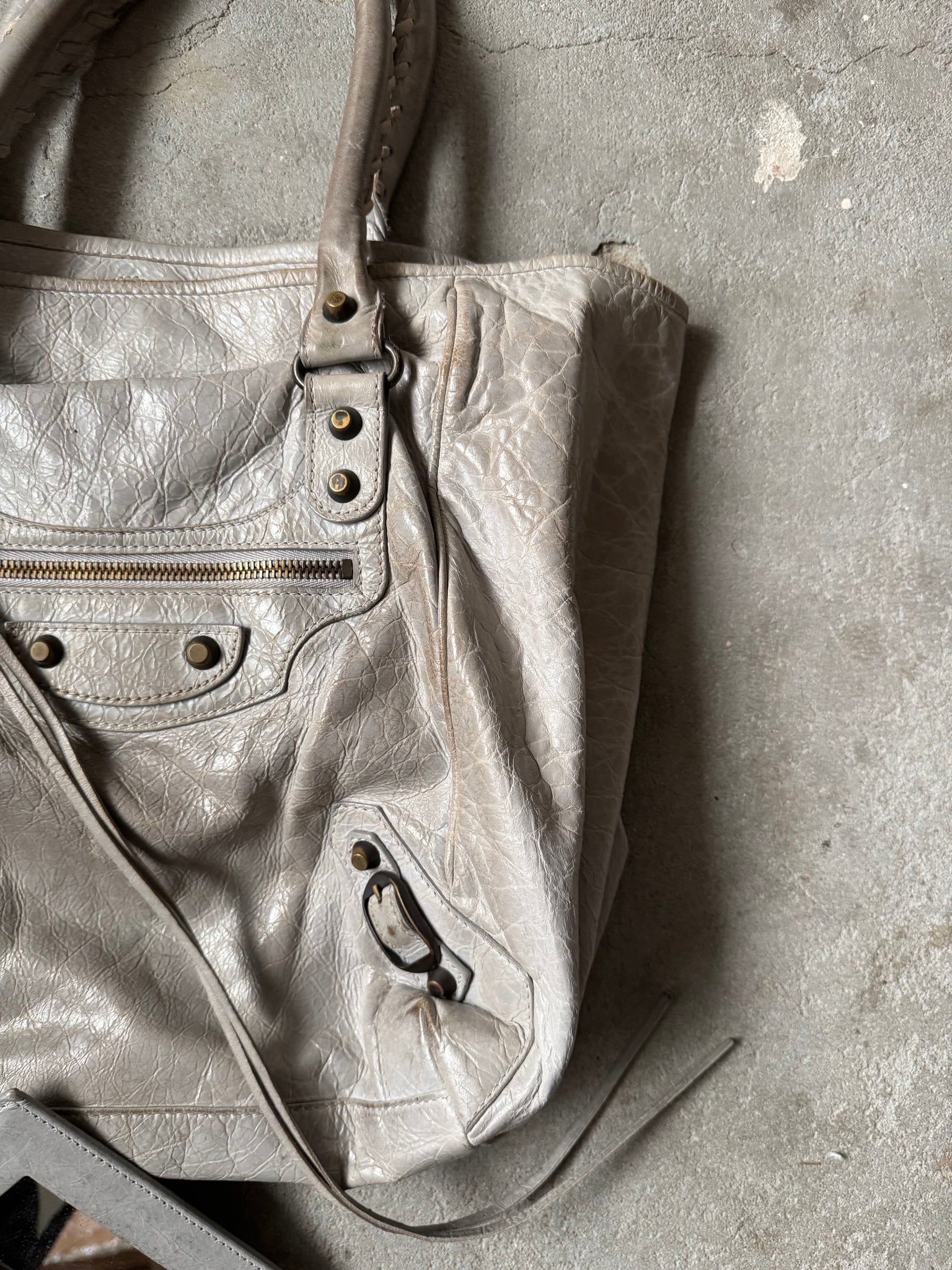 Balenciaga Motorcross City Sunday Hand Bag Grey