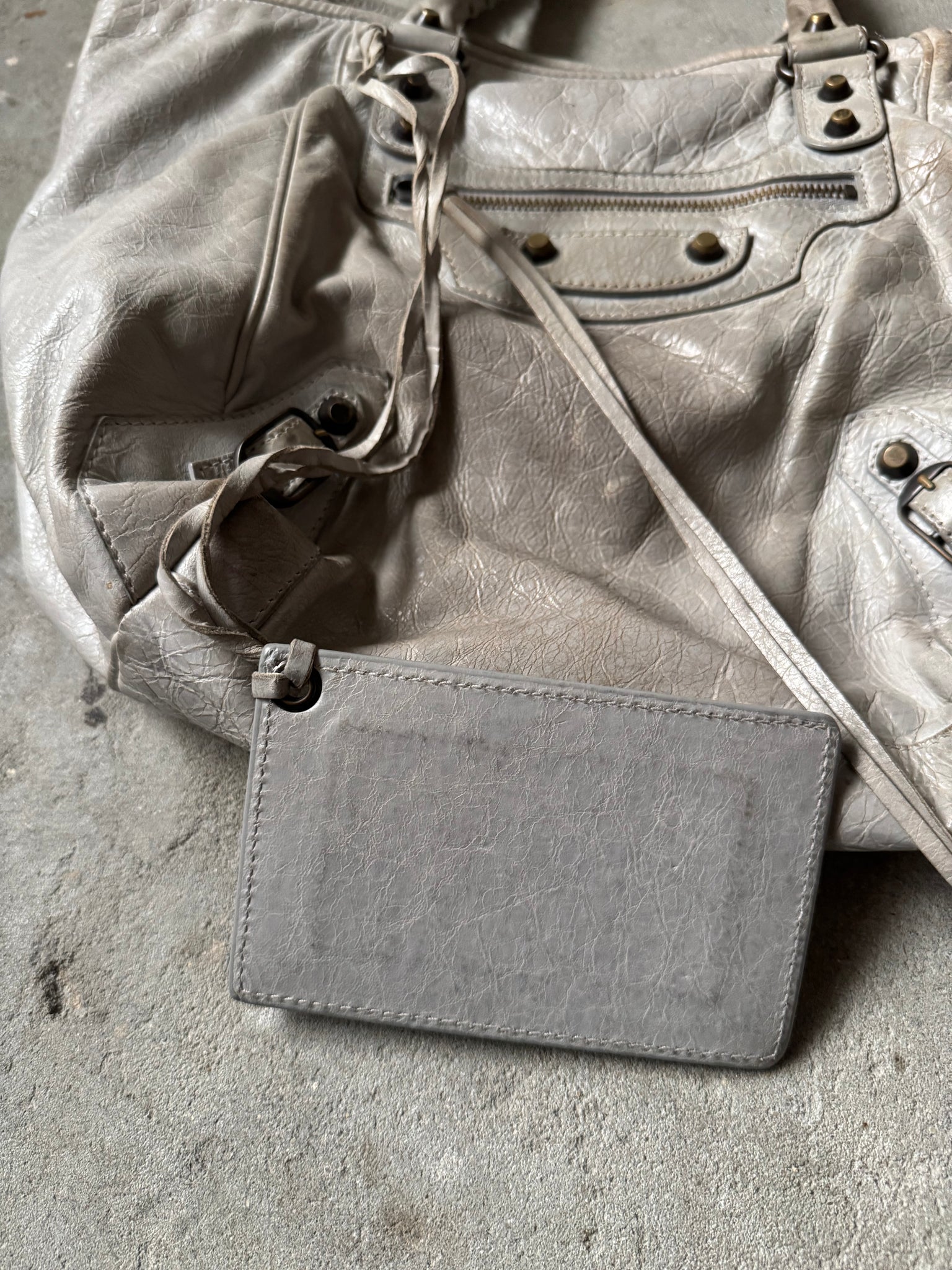 Balenciaga Motorcross City Sunday Hand Bag Grey