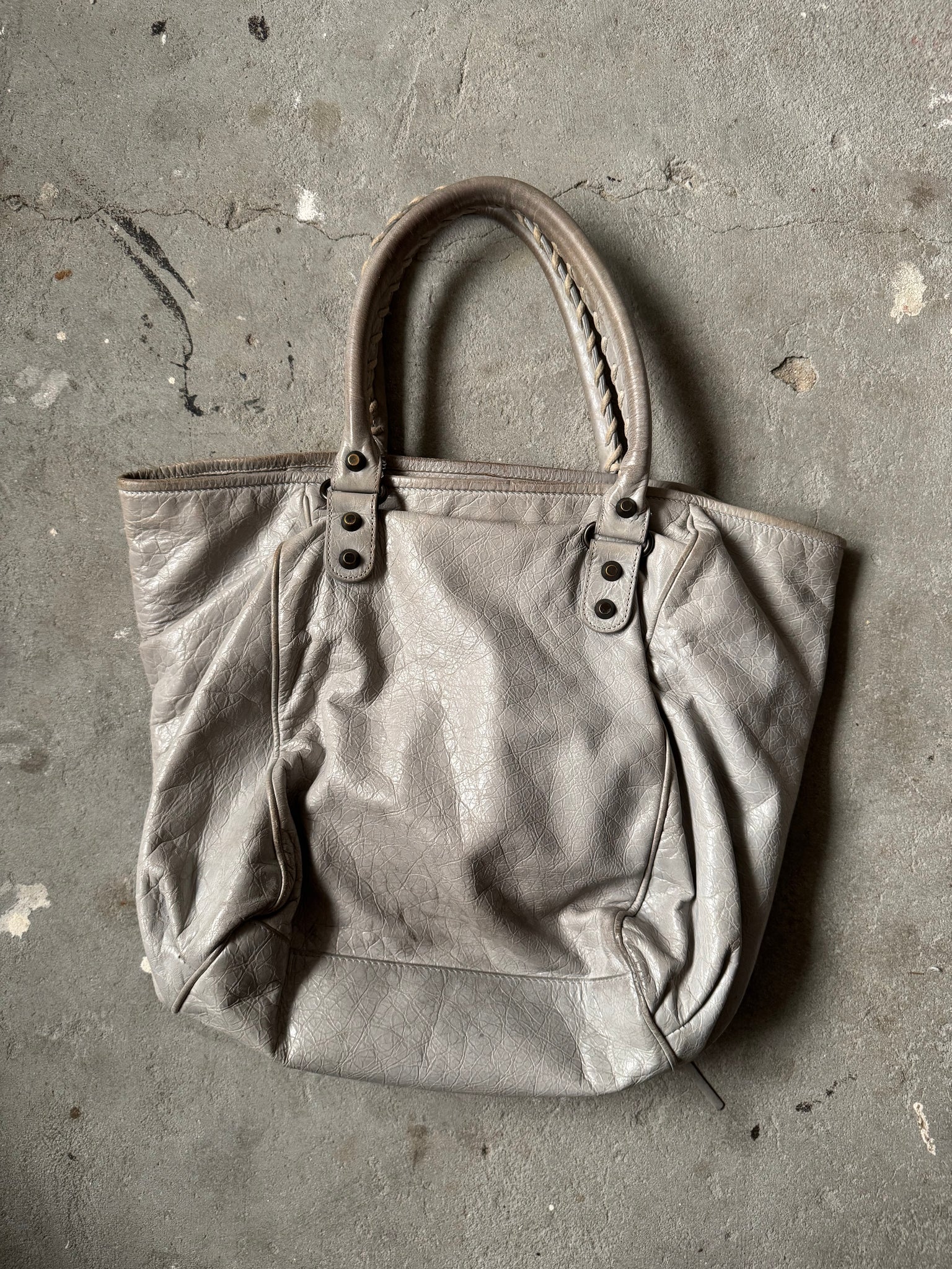 Balenciaga Motorcross City Sunday Hand Bag Grey