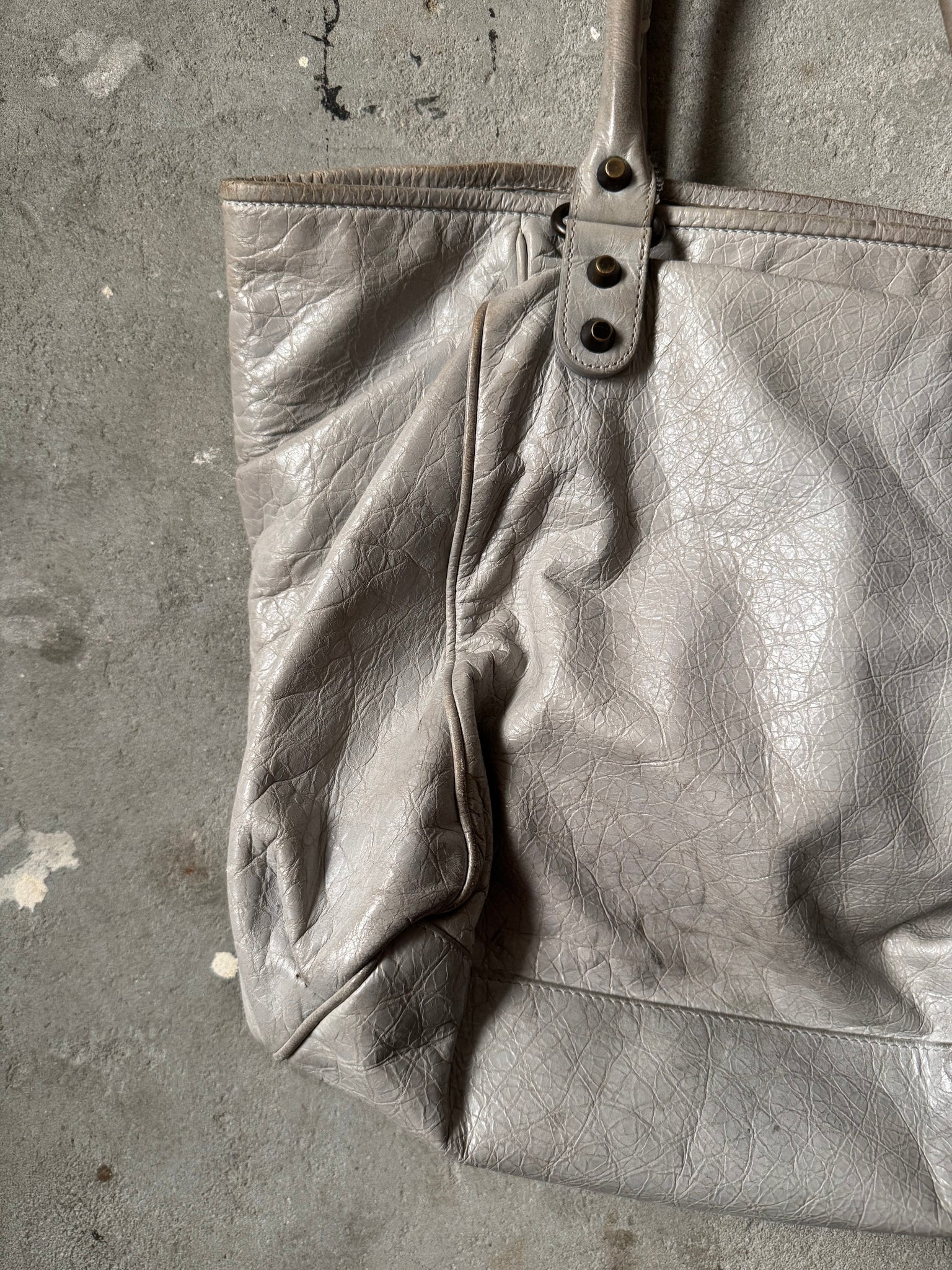 Balenciaga Motorcross City Sunday Hand Bag Grey