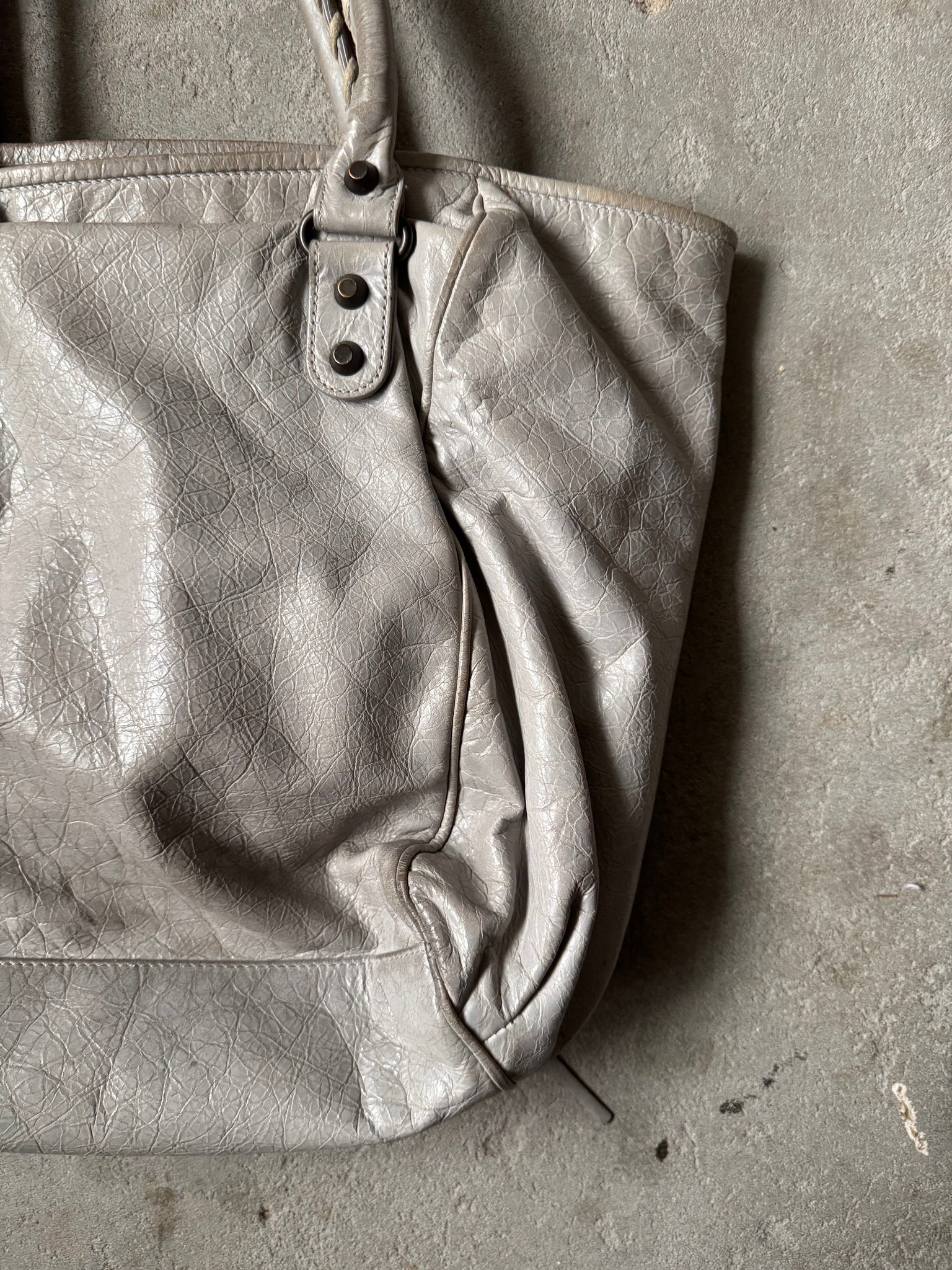 Balenciaga Motorcross City Sunday Hand Bag Grey