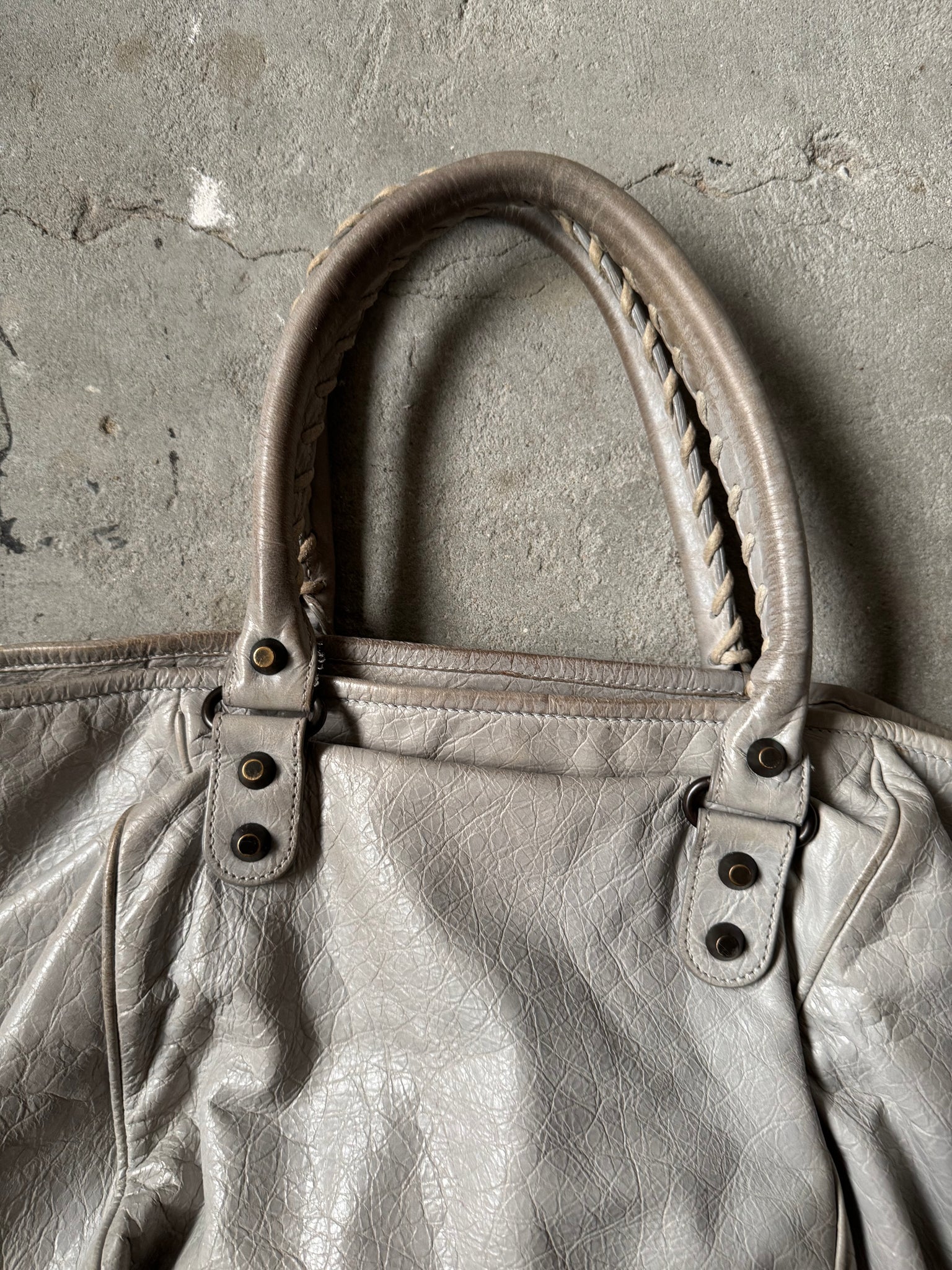 Balenciaga Motorcross City Sunday Hand Bag Grey