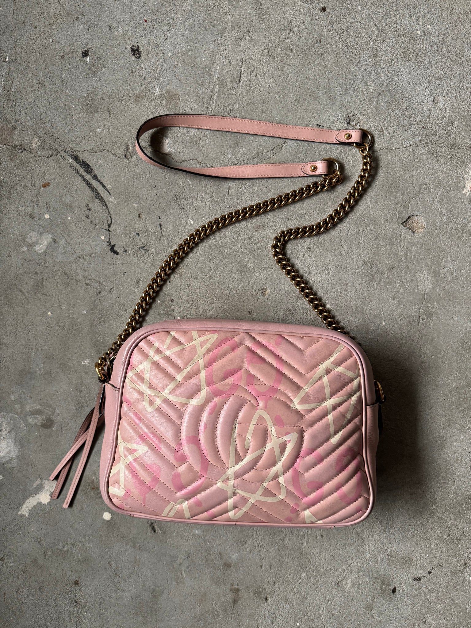 Gucci GG GucciGhost Marmont Shoulder Bag Pink