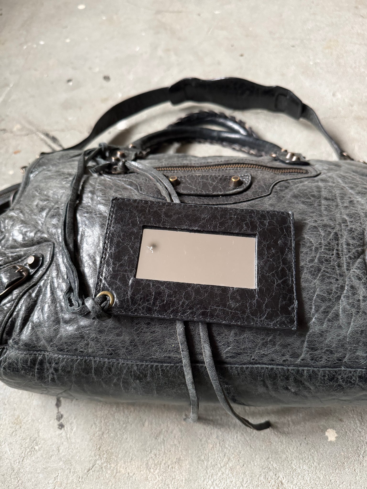 Balenciaga 2Way Agneau Leather Motorcycle City Bag Black