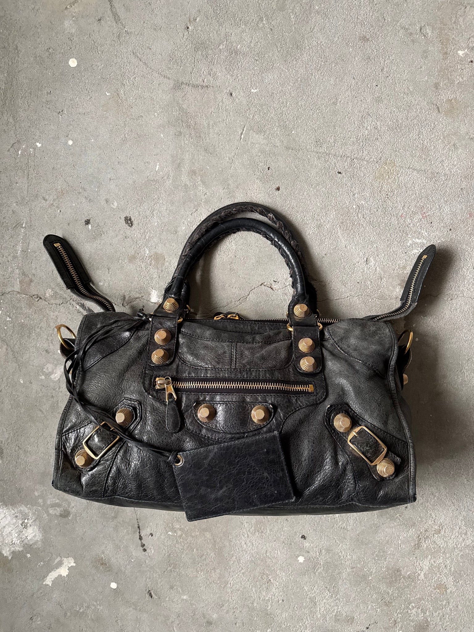 Balenciaga Agneau Leather Motorcycle City Bag Black