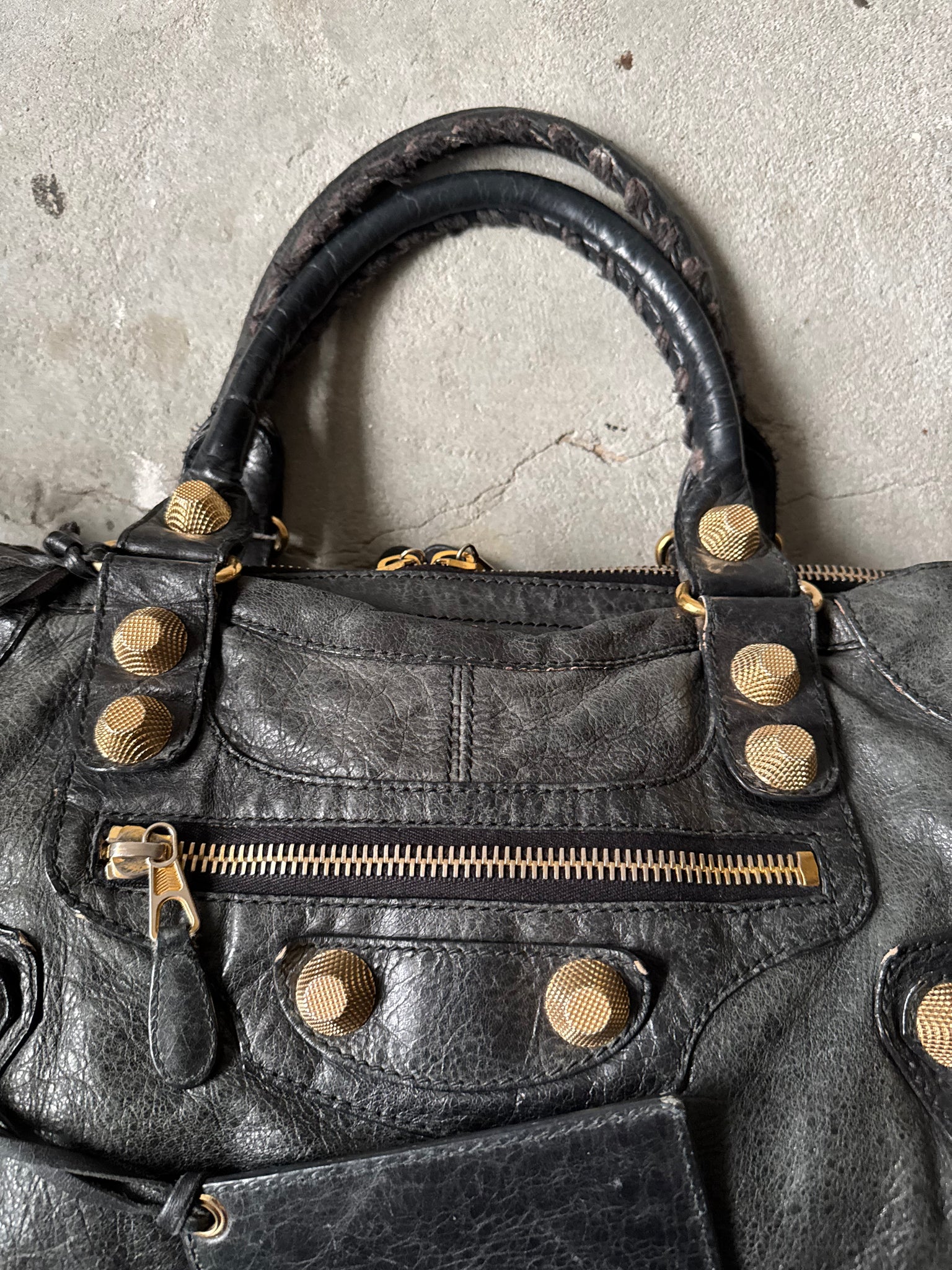 Balenciaga Agneau Leather Motorcycle City Bag Black
