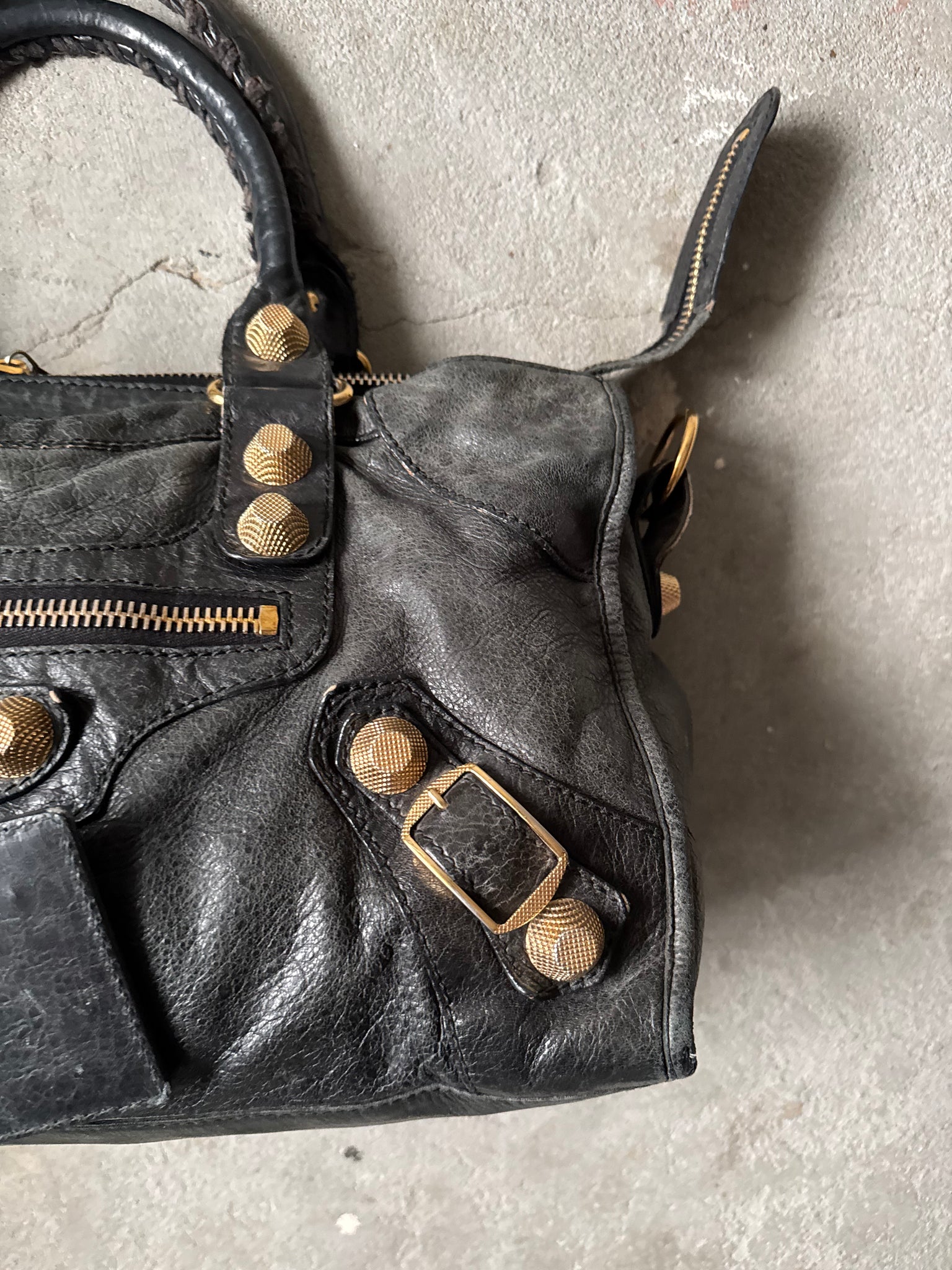 Balenciaga Agneau Leather Motorcycle City Bag Black