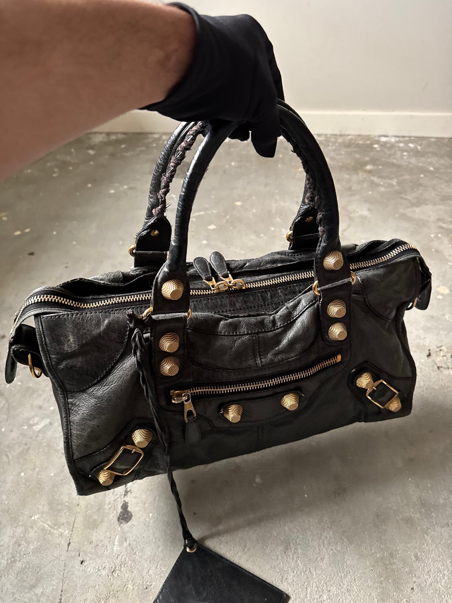 Balenciaga Agneau Leather Motorcycle City Bag Black