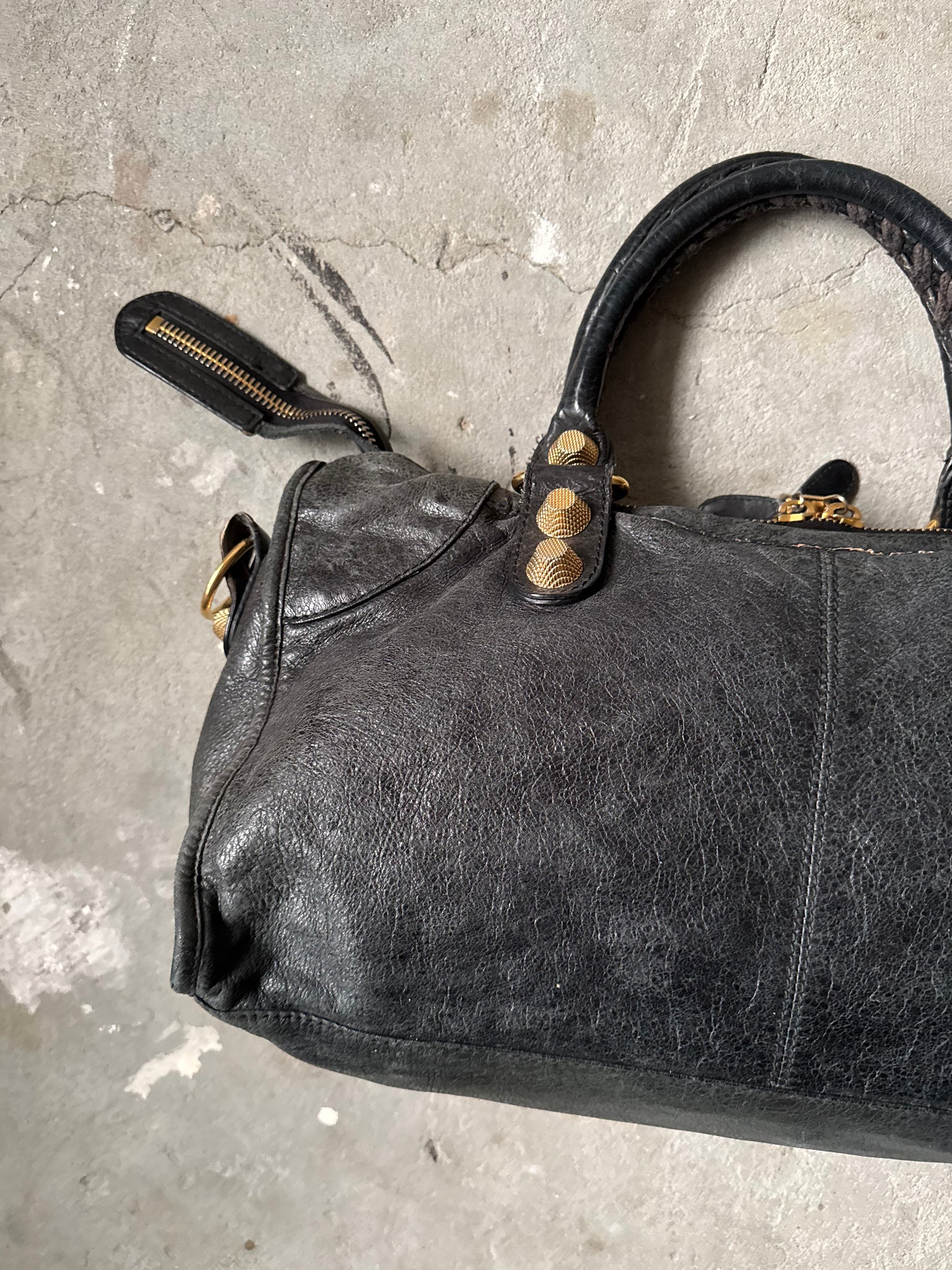 Balenciaga Agneau Leather Motorcycle City Bag Black